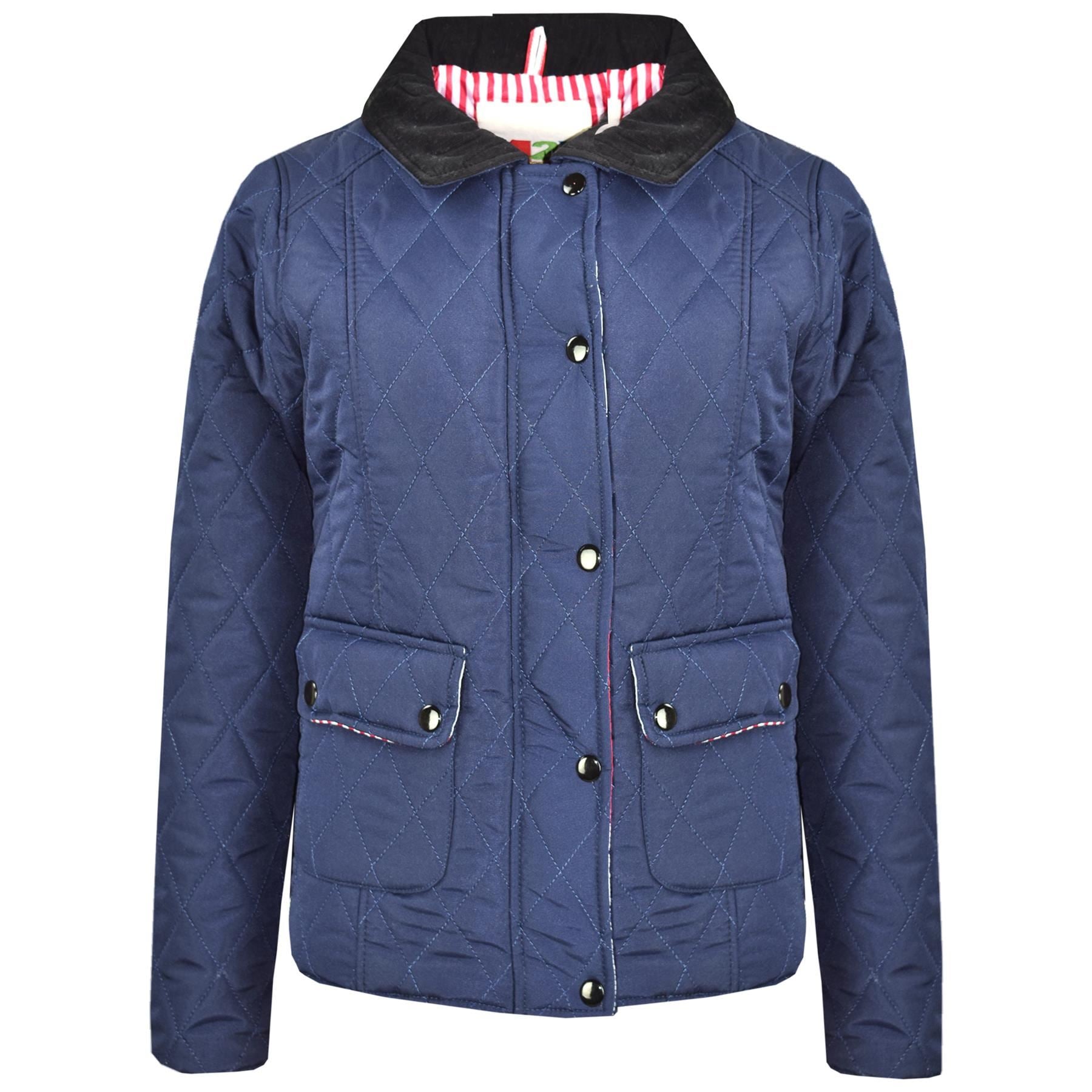 Kids Jackets Girls Navy Quilted Padded Collar - Kids Clothing Store