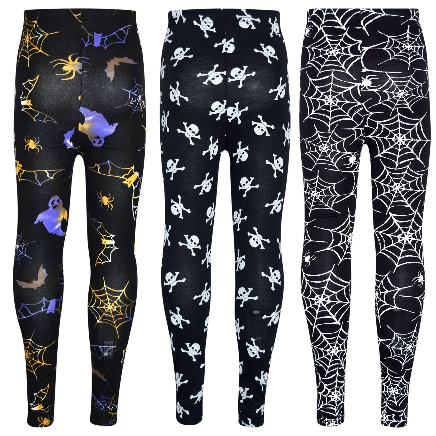 Girls Spider Web Skull Print Halloween Legging