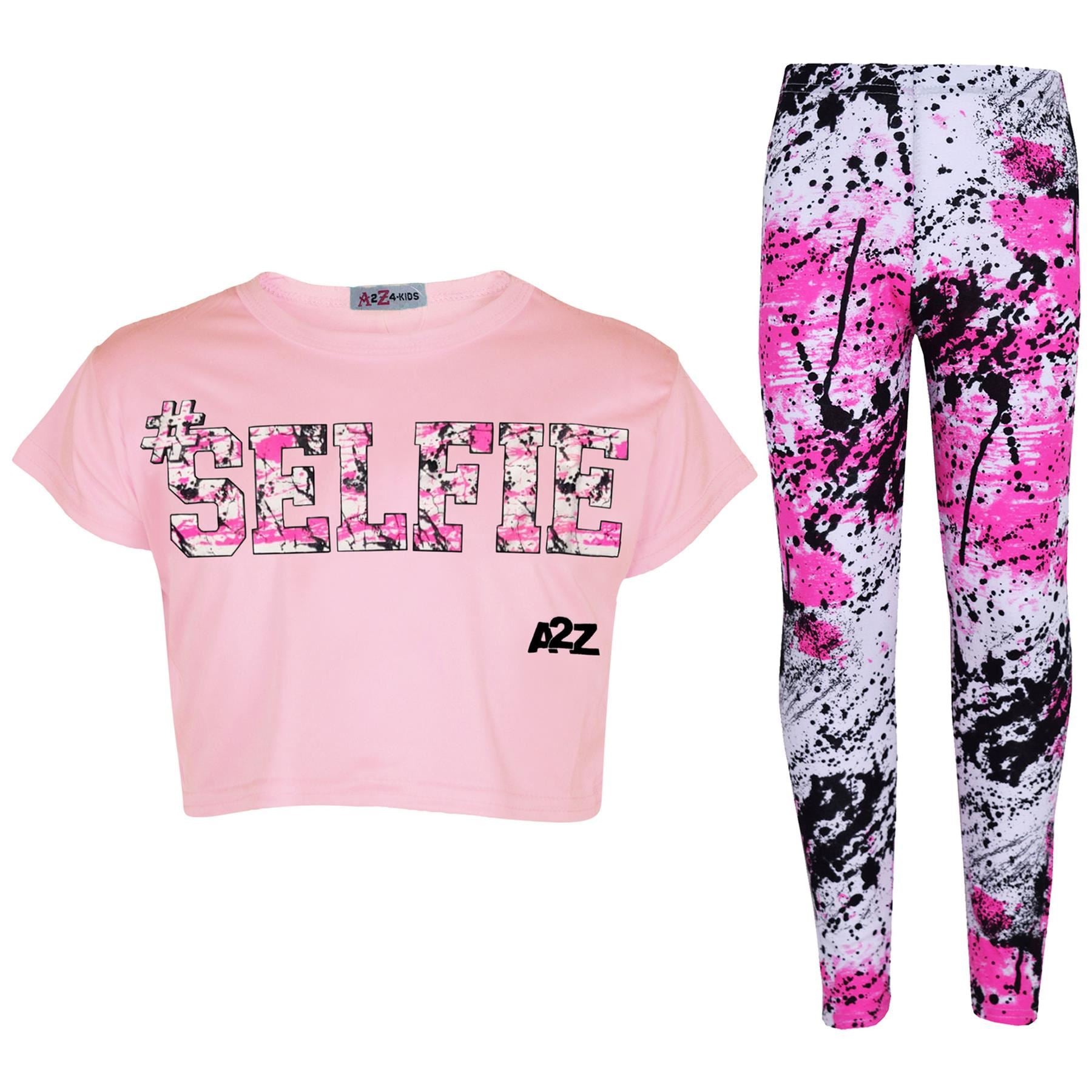 Kids Girls Love Selfie Printed Top & Legging Splash Set