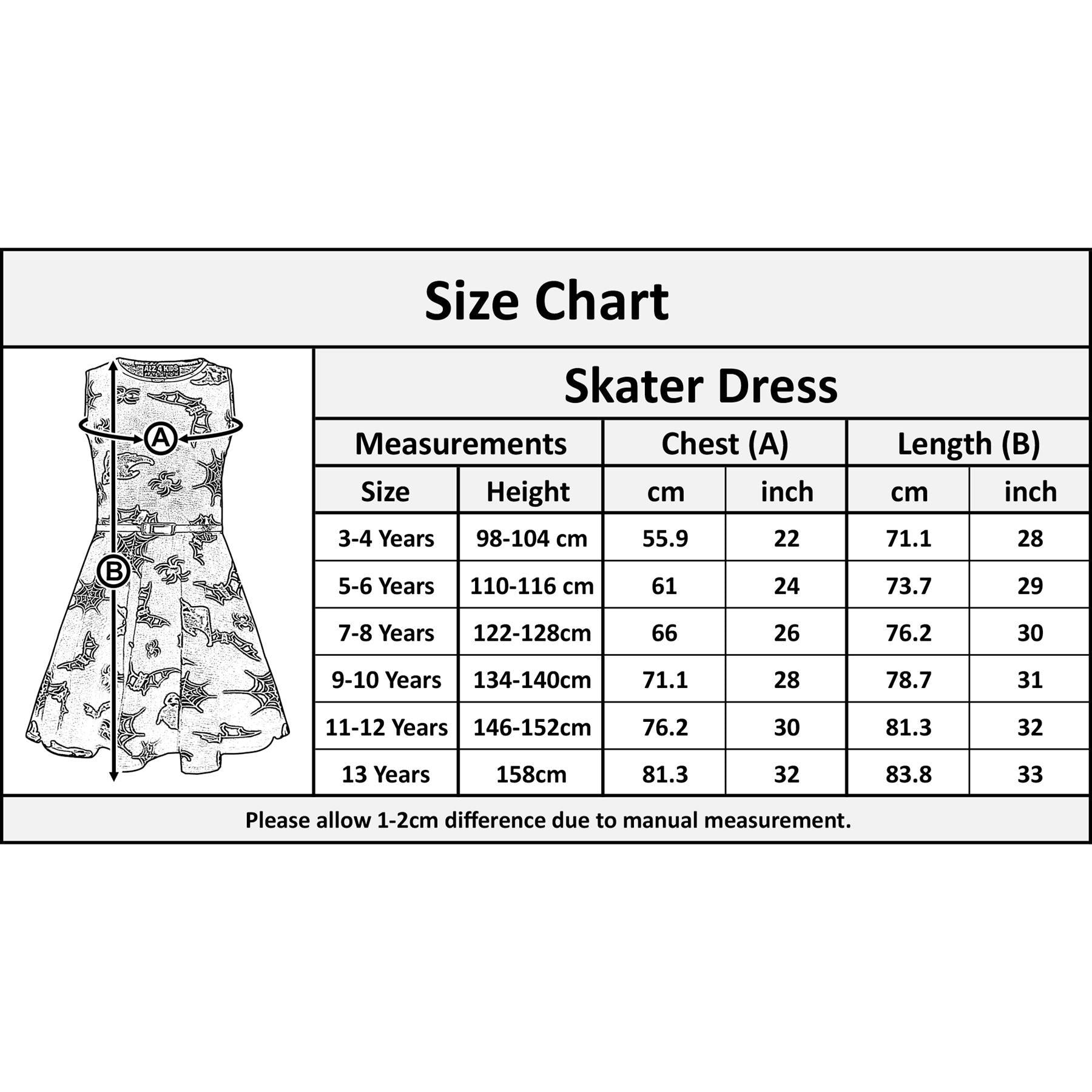 Kids Girls Halloween Skater Dress Xmas Party Dresses