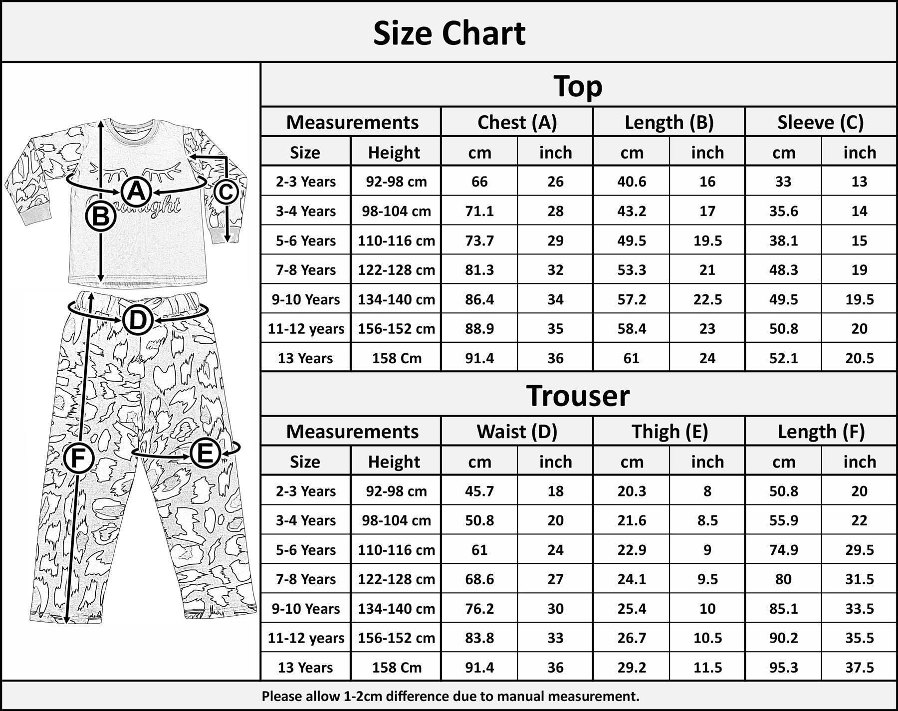 Kids Girls Goodnight Pyjamas 2 Piece Leopard Print Sleepwear Set