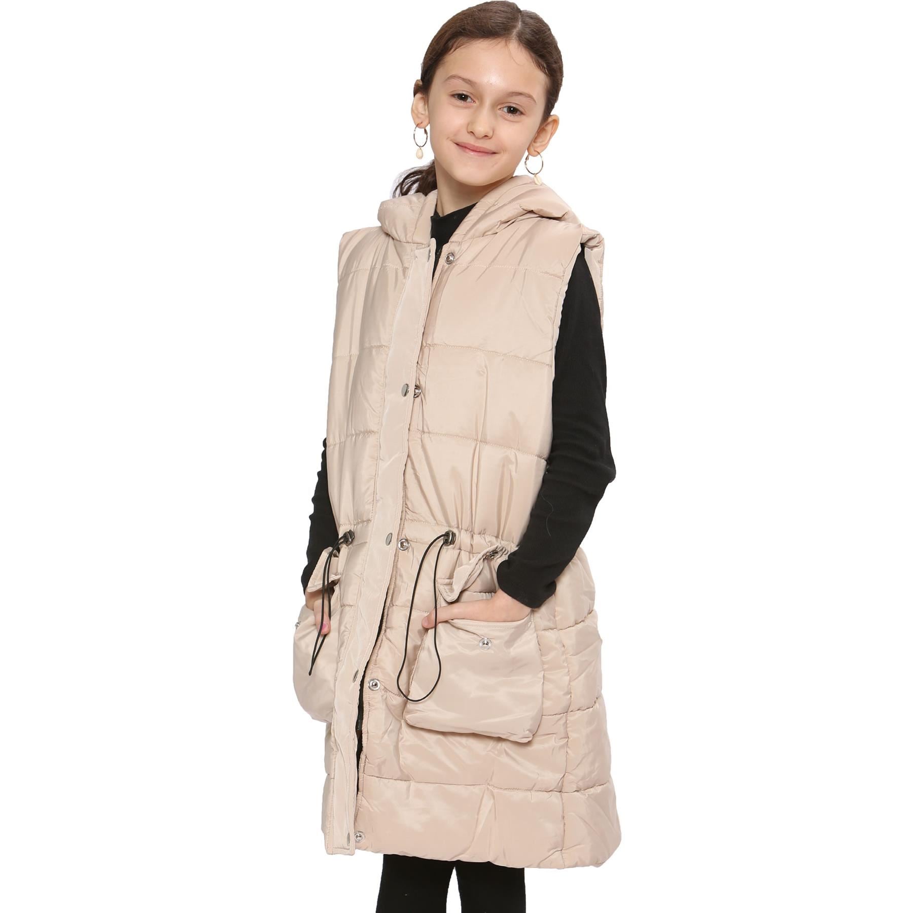 Kids Girls Oversized Gilet Long Line Style Jacket