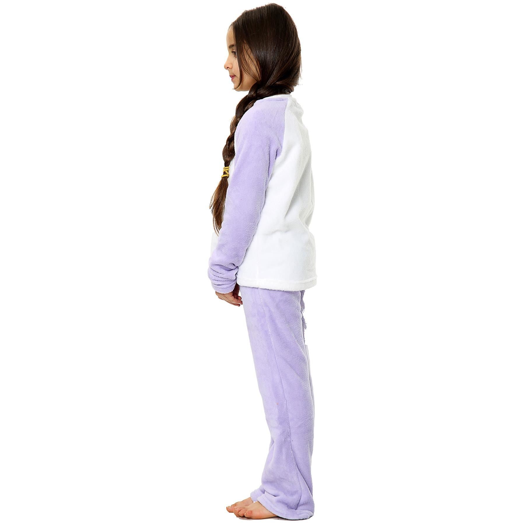 Girls Boys Lilac Plain Fleece Pyjamas.