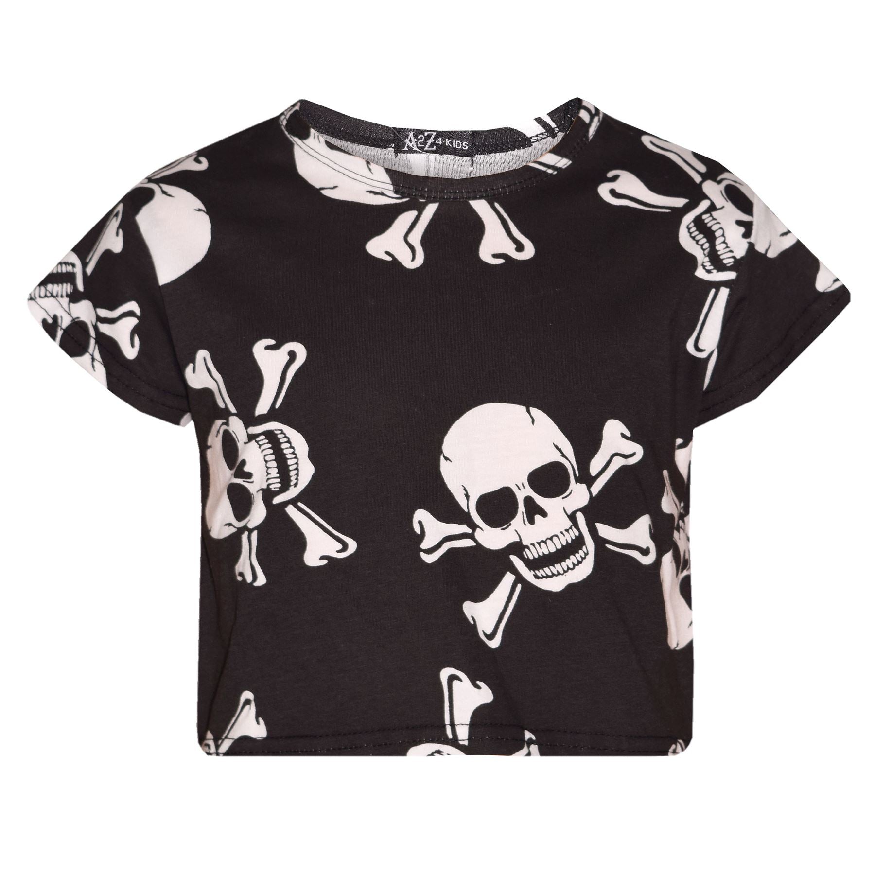 Kids Girls Halloween Skull Print Crop Top & Legging Set