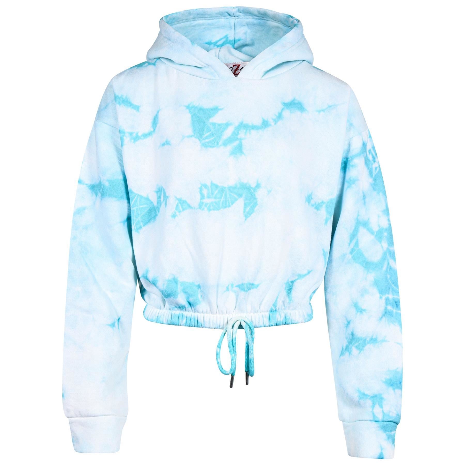 Kids Girls Tie Dye Tracksuit Gym Cropped Hoodie Sweatpants