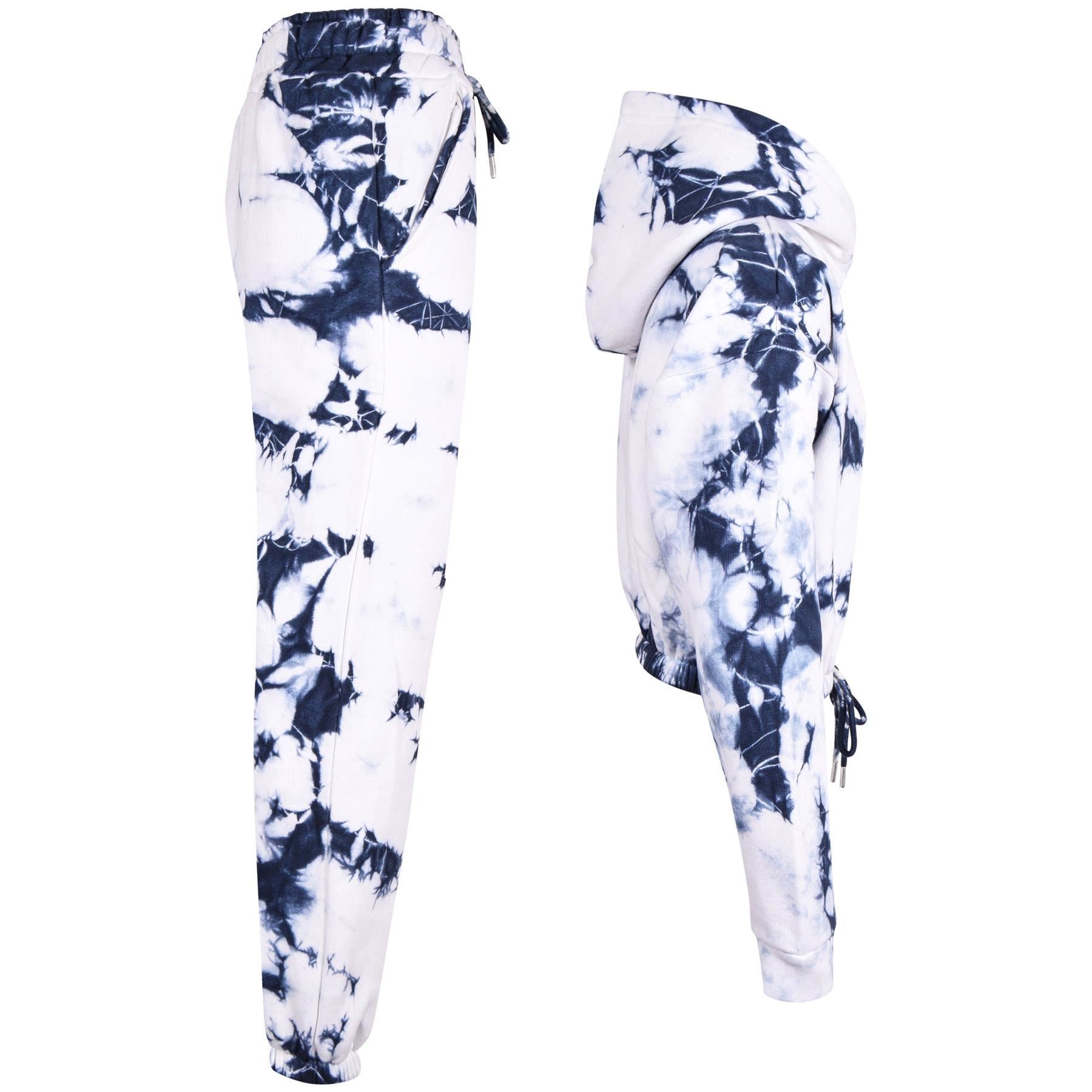 Kids Girls Tie Dye Tracksuit Gym Cropped Hoodie Sweatpants