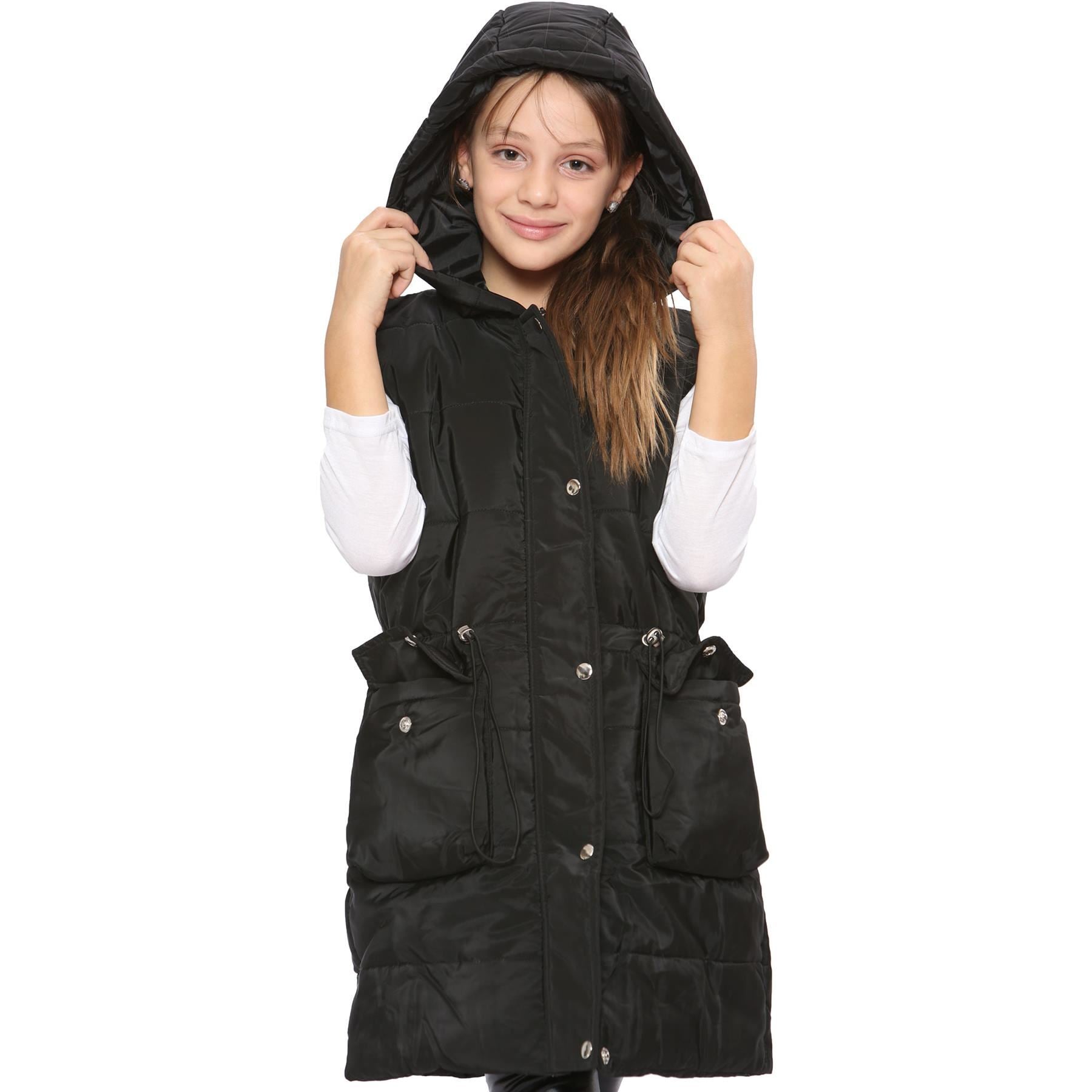 Kids Girls Oversized Gilet Long Line Style Jacket