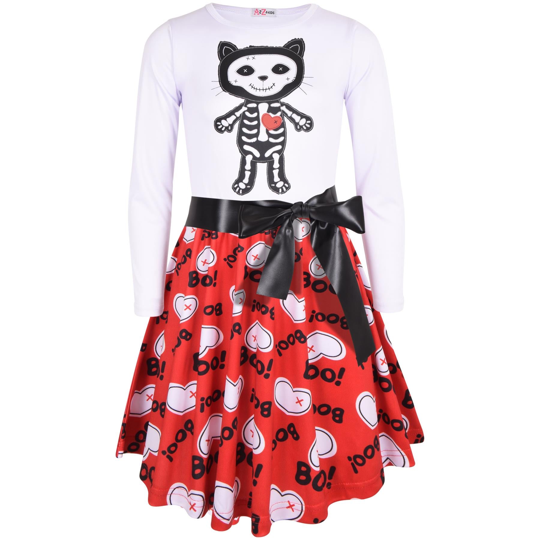 Kids Girls Halloween Skater Dress Xmas Party Dresses