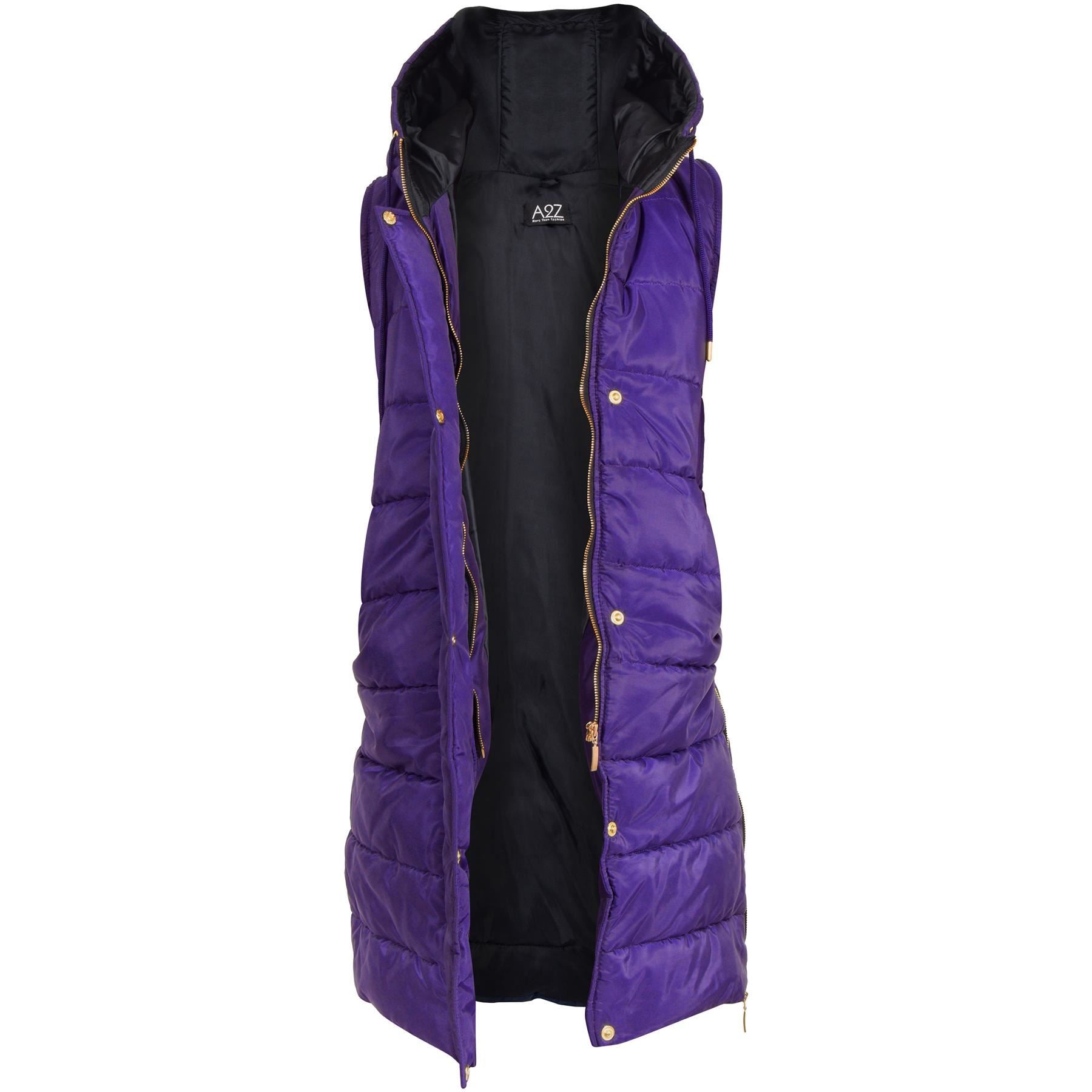 Kids Girls Oversized Gilet Long Line Style Purple Jacket