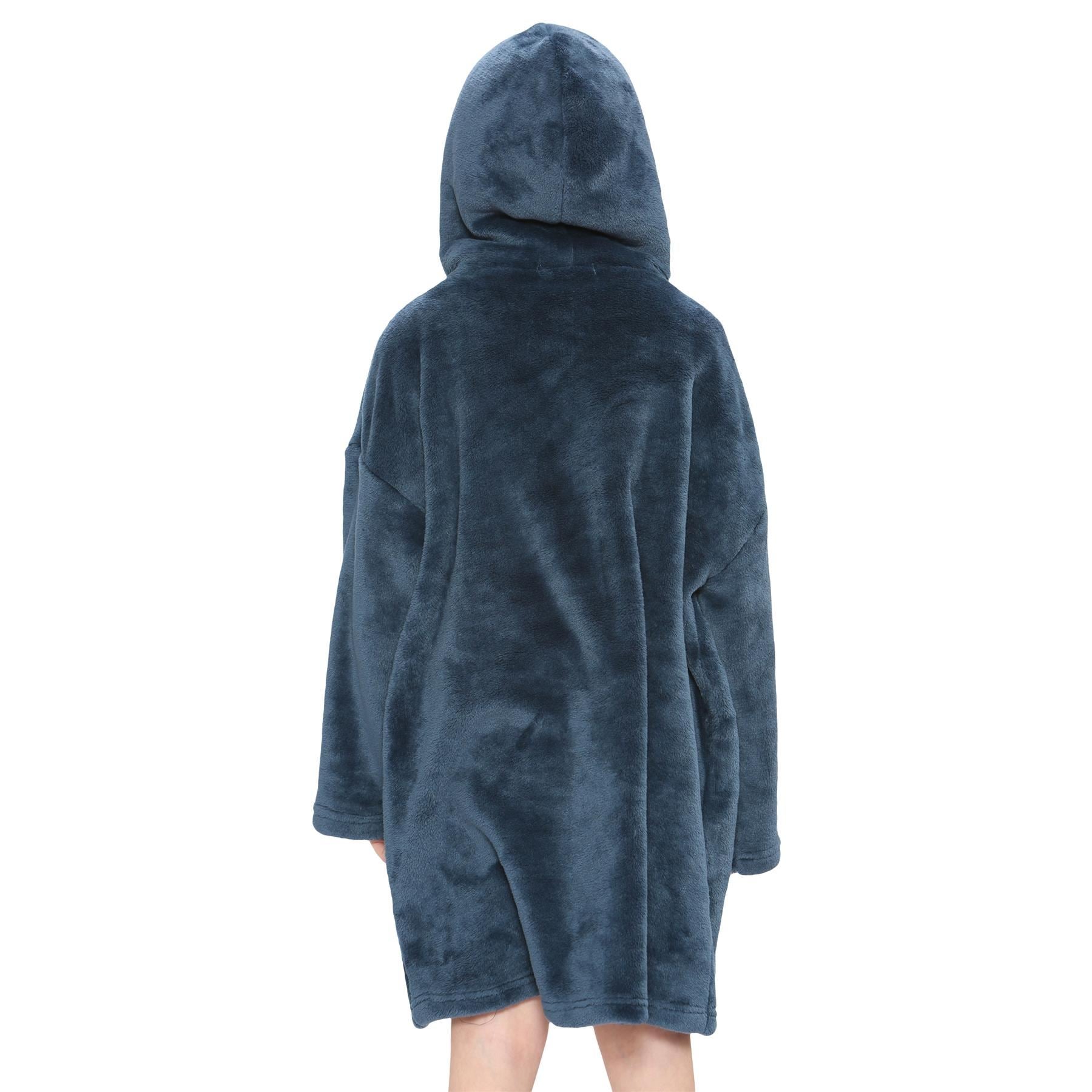 Kids Unisex Oversized Hoodie Navy Snuggle Blanket Super Soft Warm Fleece