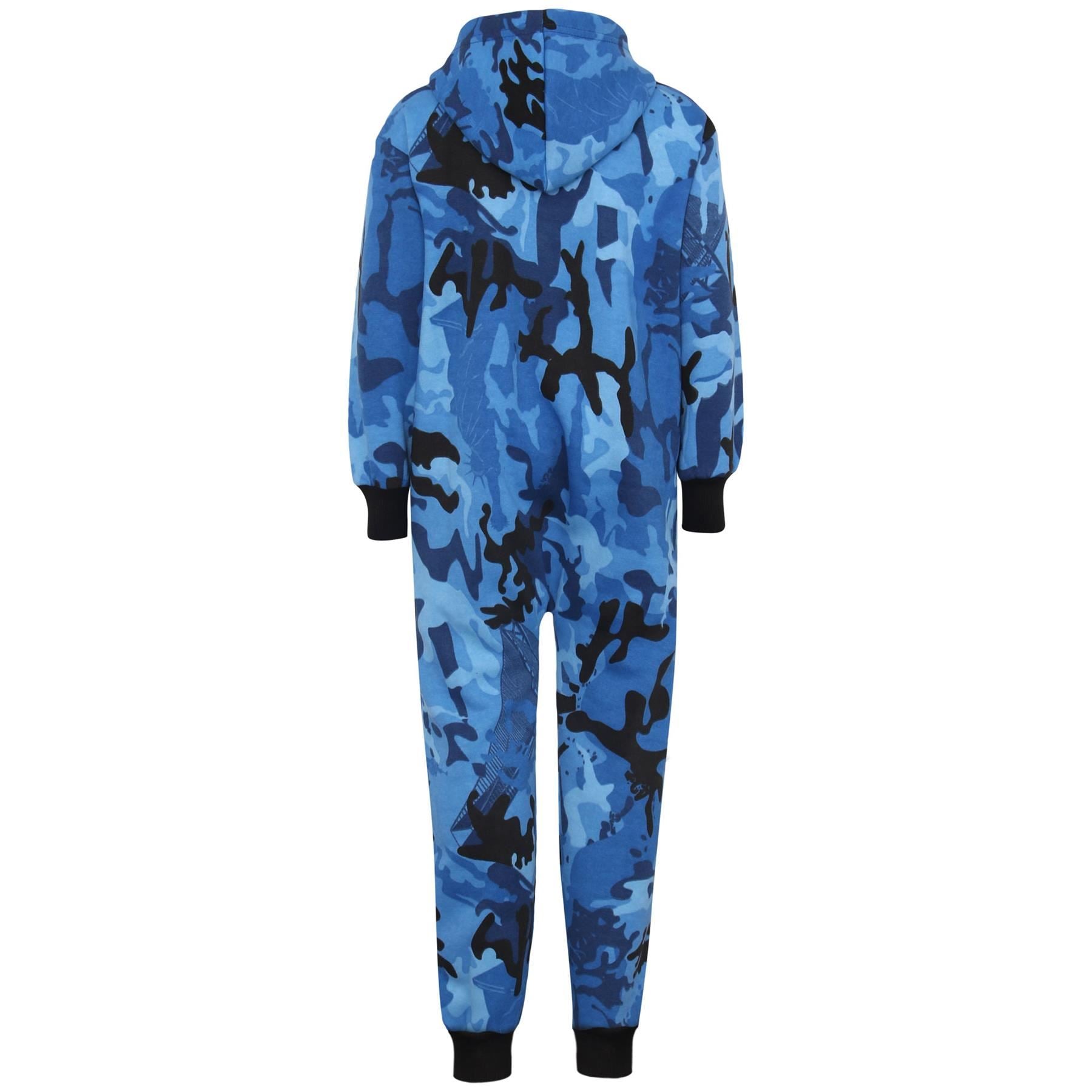 Kids Girls Boys Camouflage Blue Print A2Z One Piece Onesie