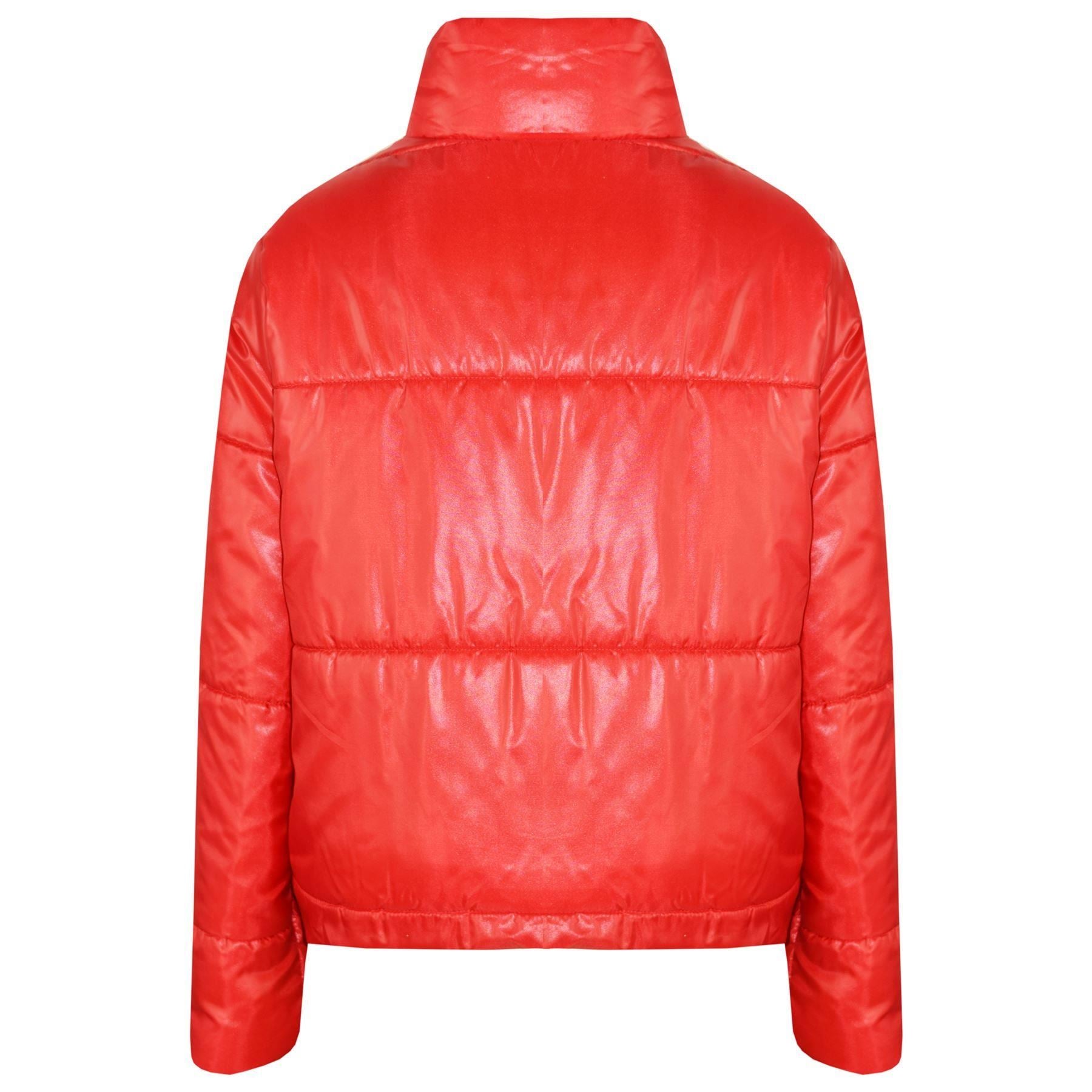 Girls Red Wetlook Padded Quilted Puffer Jacket - Kids Clothing Store