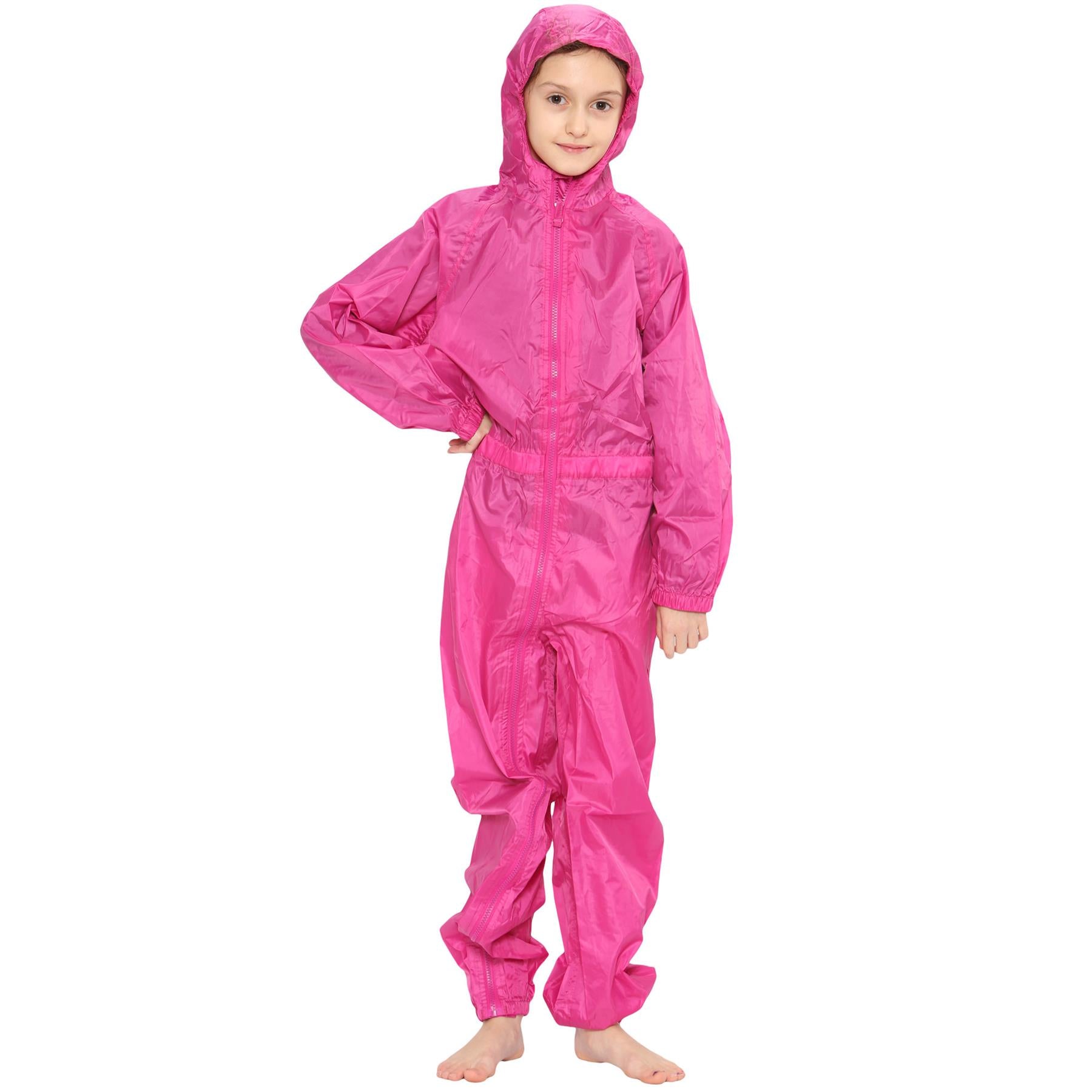 Girls Boys Raincoat Hooded Waterproof Rainsuit