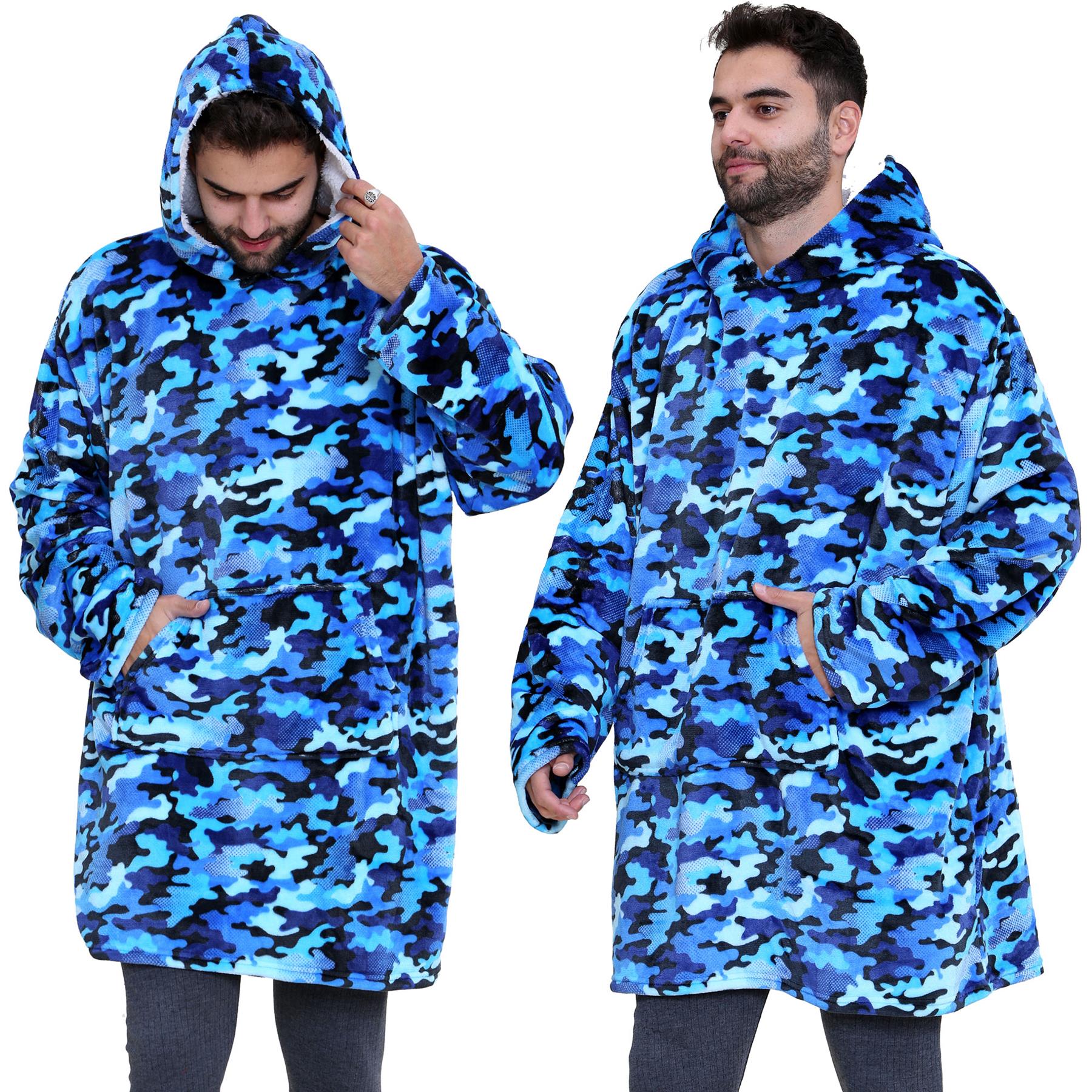 Unisex Men Ladies Oversized Hoodie Animal Snuggle Blanket Super Soft Warm Fleece