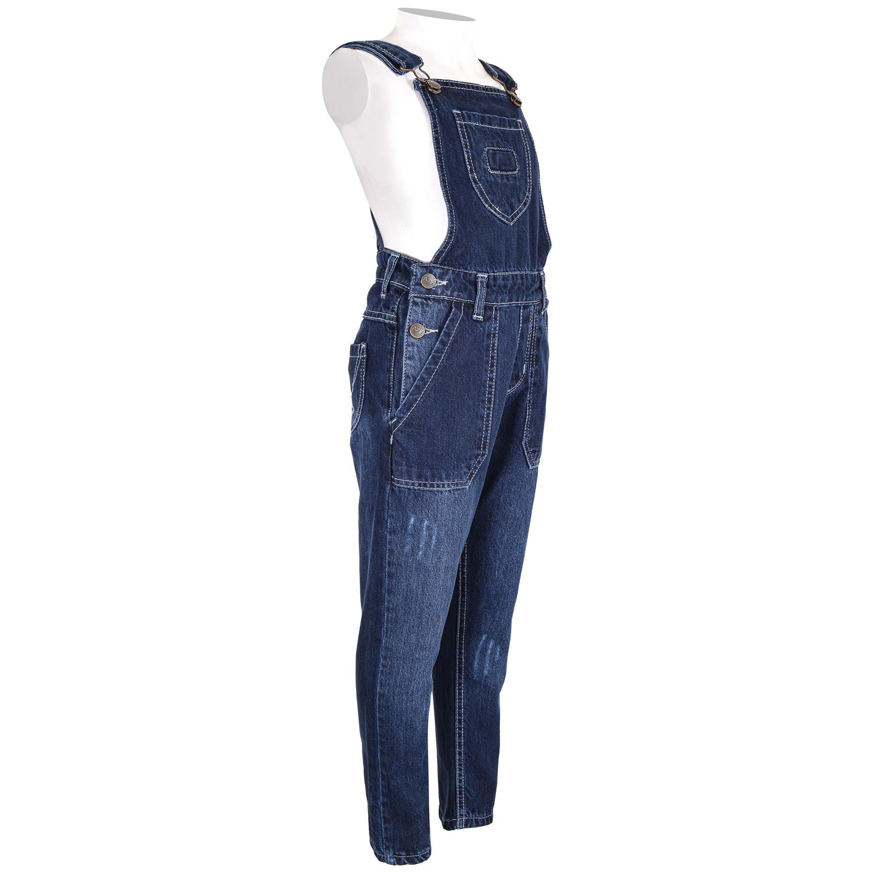 Kids Girls New Fashion Dark Blue Denim Dungaree