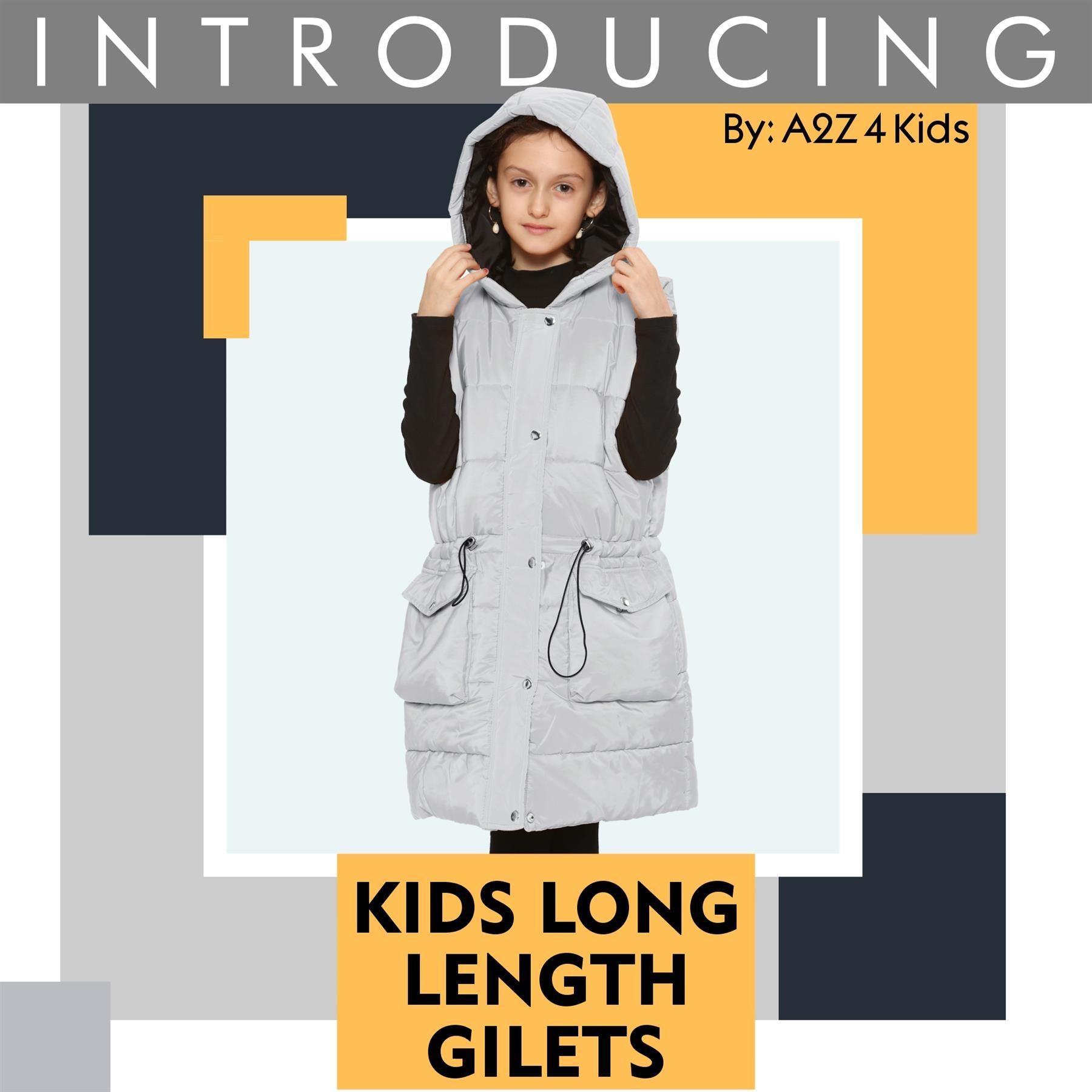 Kids Girls White Gilet Long Line Style Jacket