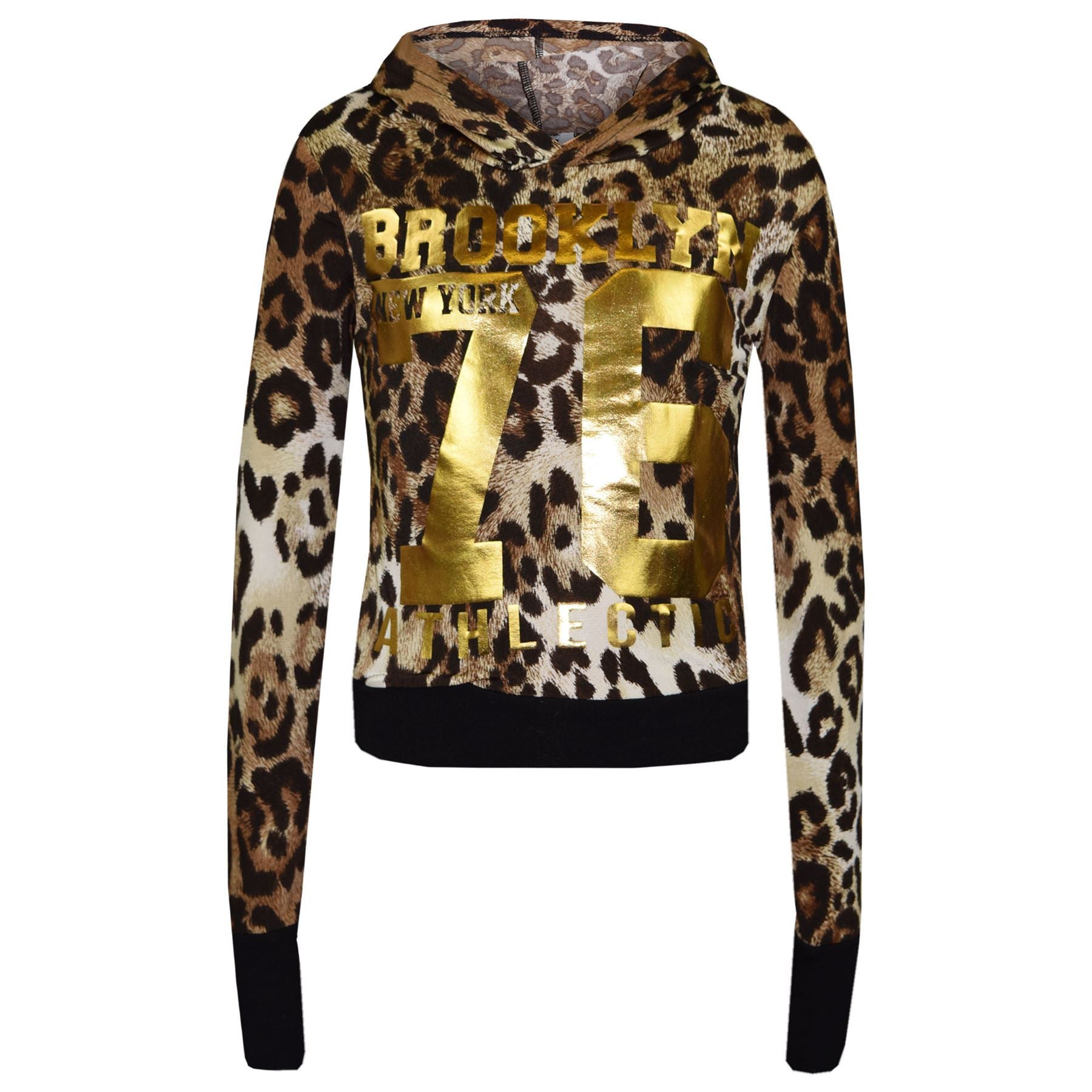 Girls Brooklyn 76 Leopard Print Hooded Crop Top Legging - Kids Clothing Store