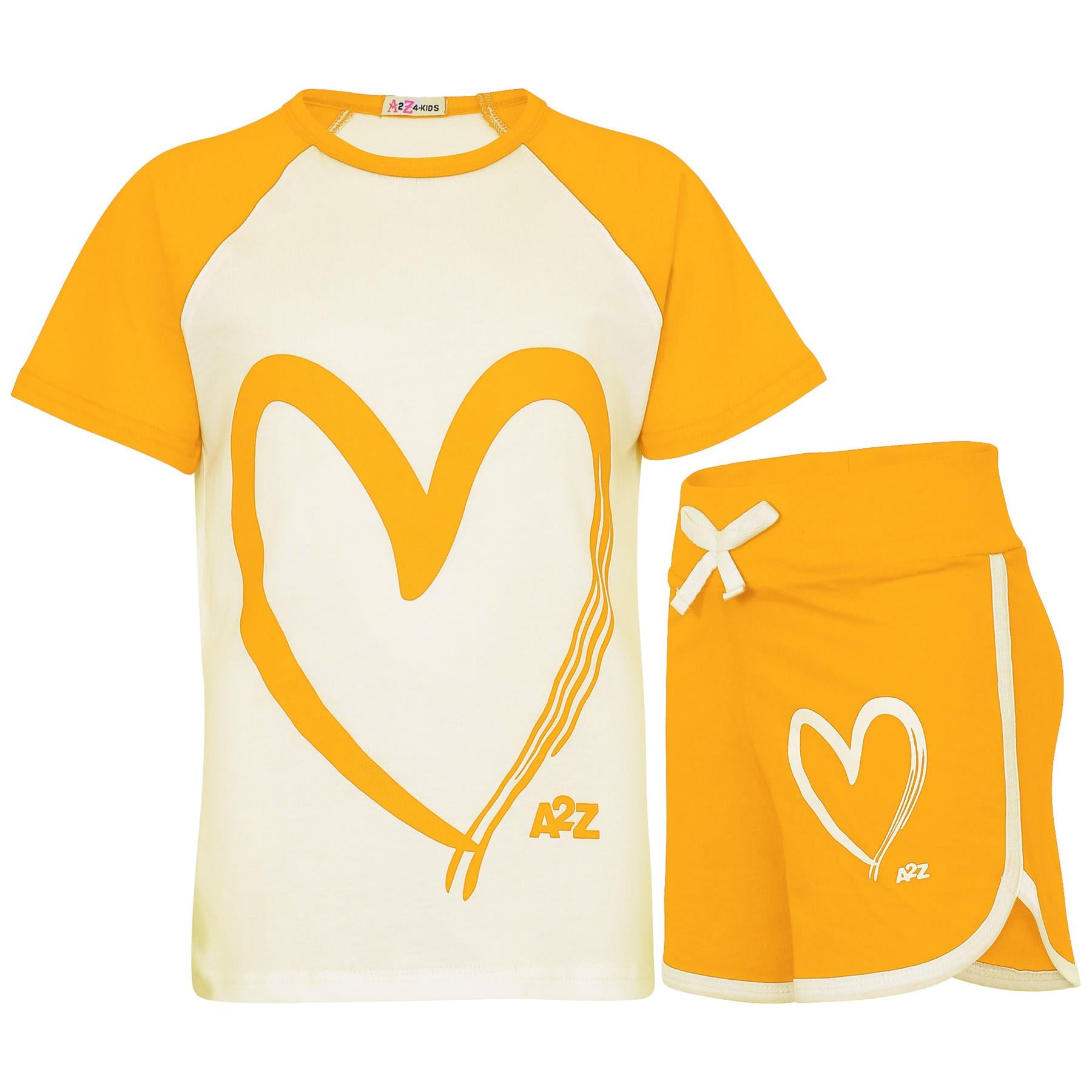 Kids Short Set Girls Raglan Style Sleeve T-shirt 2 Piece Summer Outfit Set