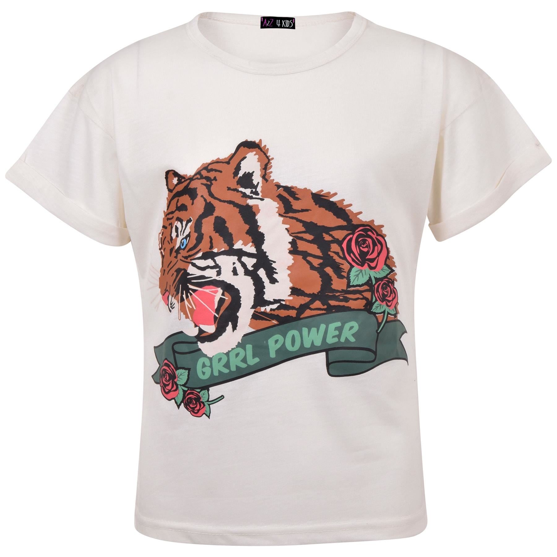 Kids Girls T Shirt Grrl Power Printed Ivory Summer Top