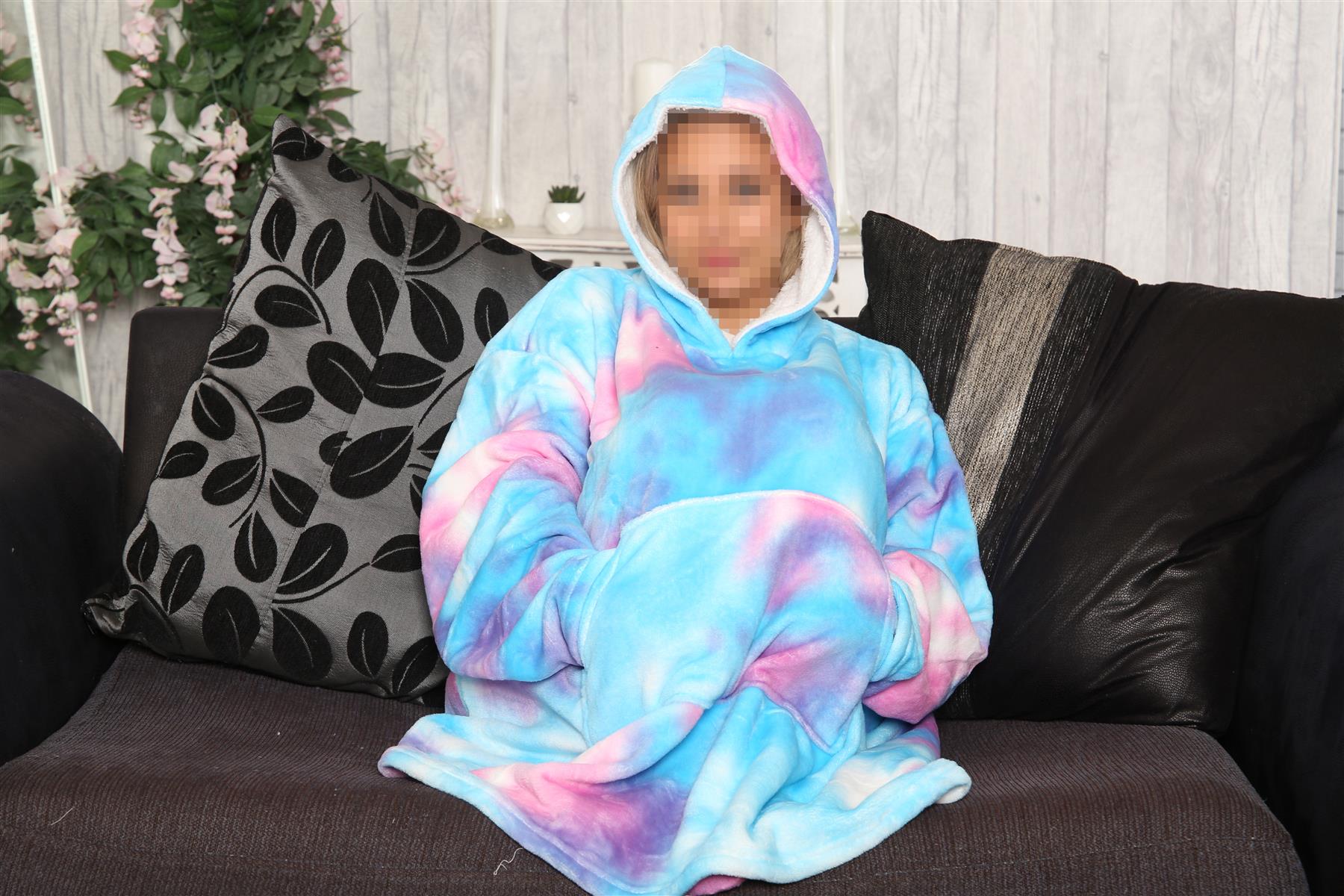 Unisex Men Ladies Oversized Hoodie Animal Snuggle Blanket Super Soft Warm Fleece