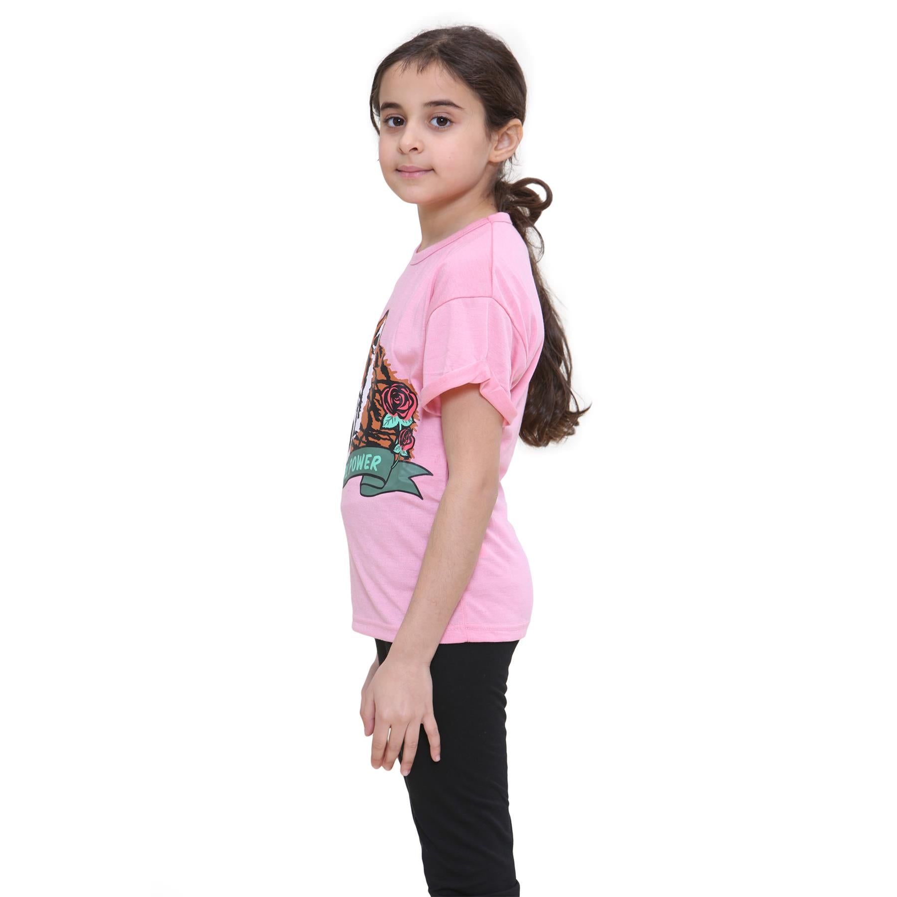 Kids Girls T Shirt Grrl Power Printed Baby Pink Summer Top