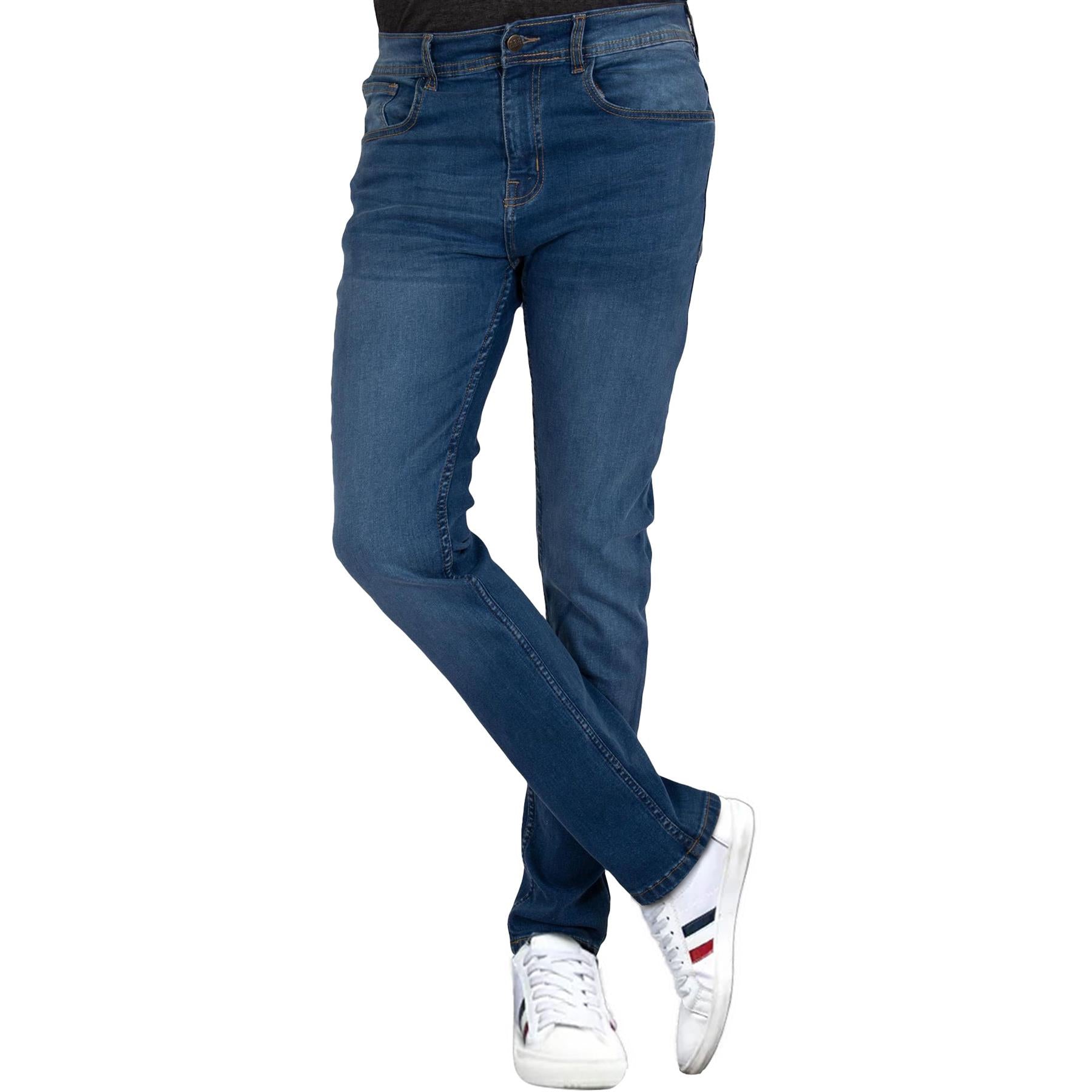 Mens Denim Jeans Comfort Stretch Slim Fit Trousers