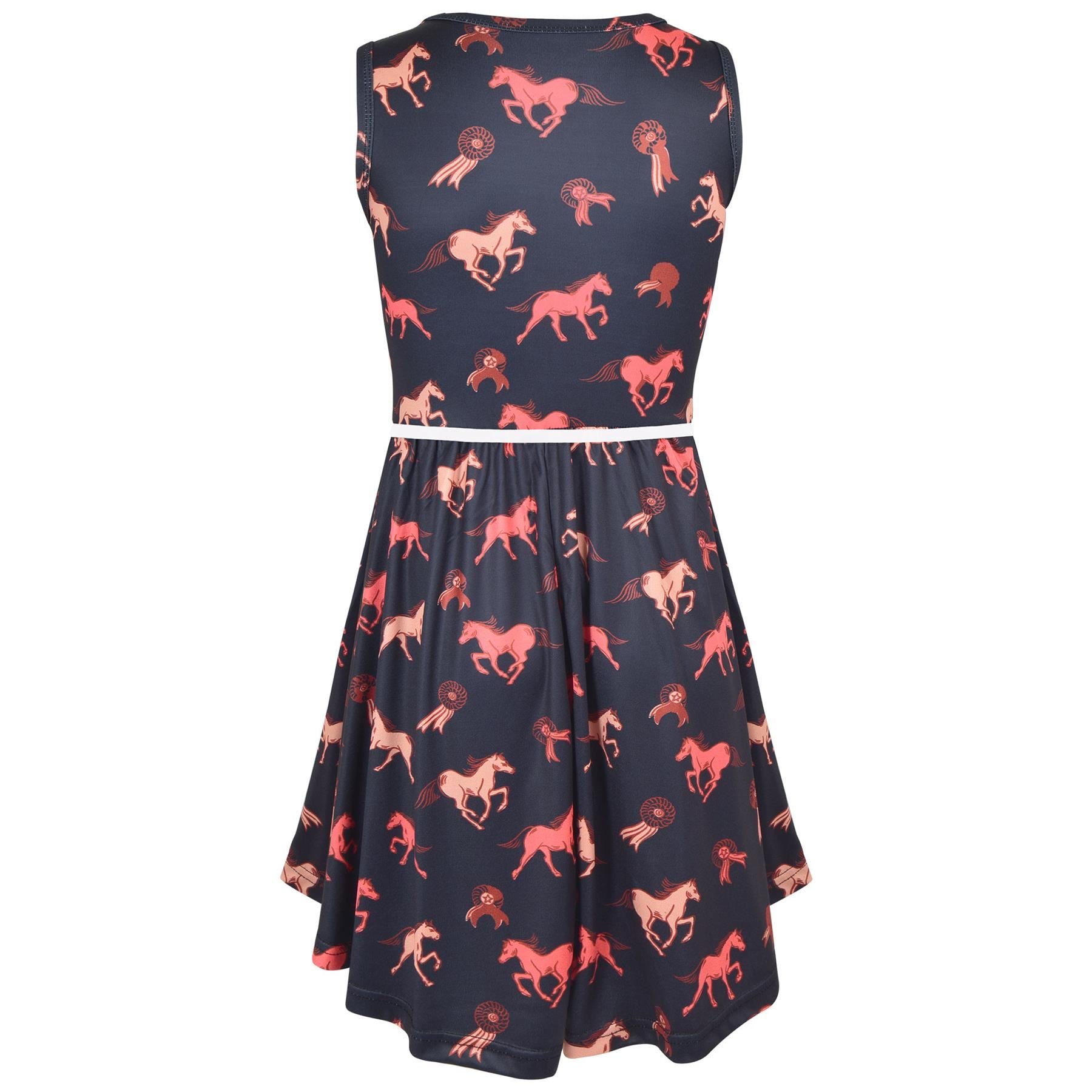 Kids Girls Sleeveless Horses Print Skater Dress