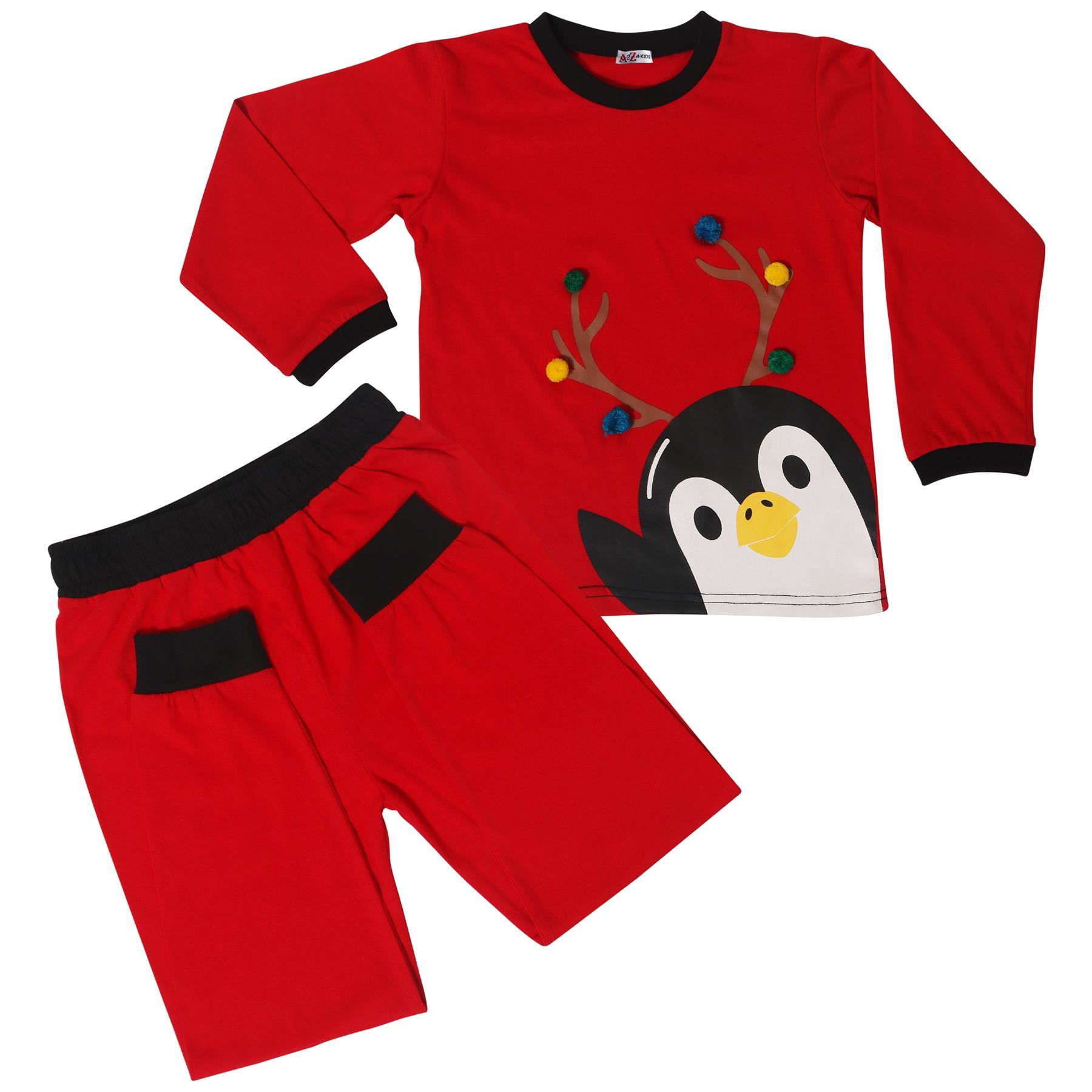 Kids Girls Boys Penguin Print Pyjamas Set