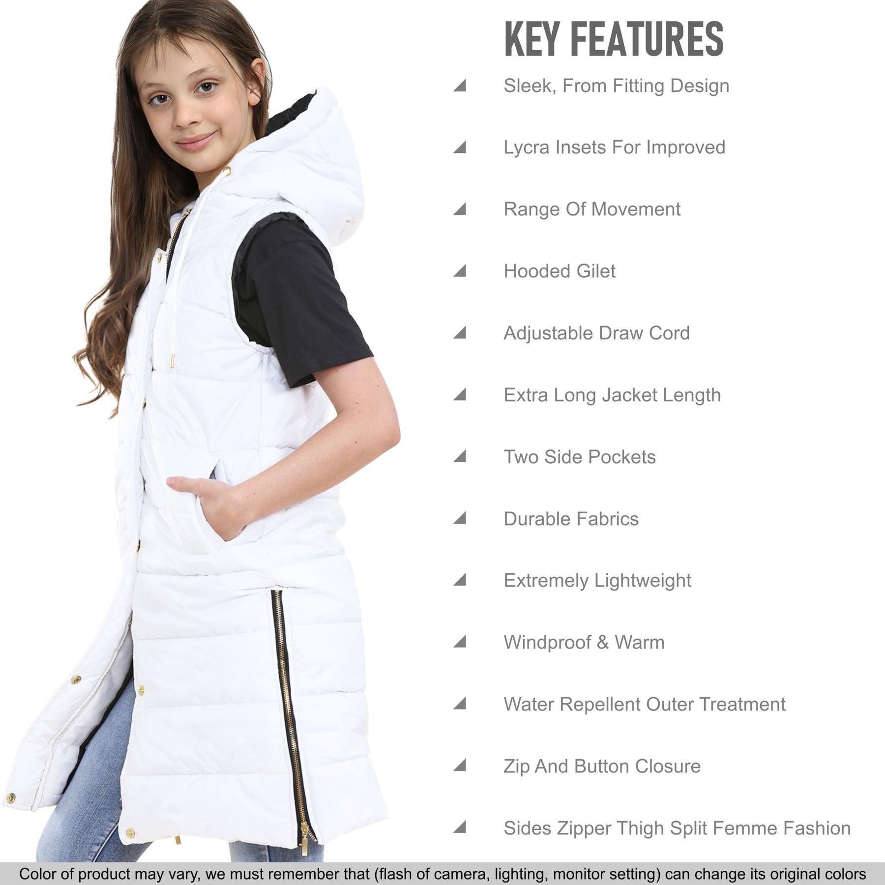 Girls Fashion Oversized Gilet Long Line Jacket Coat