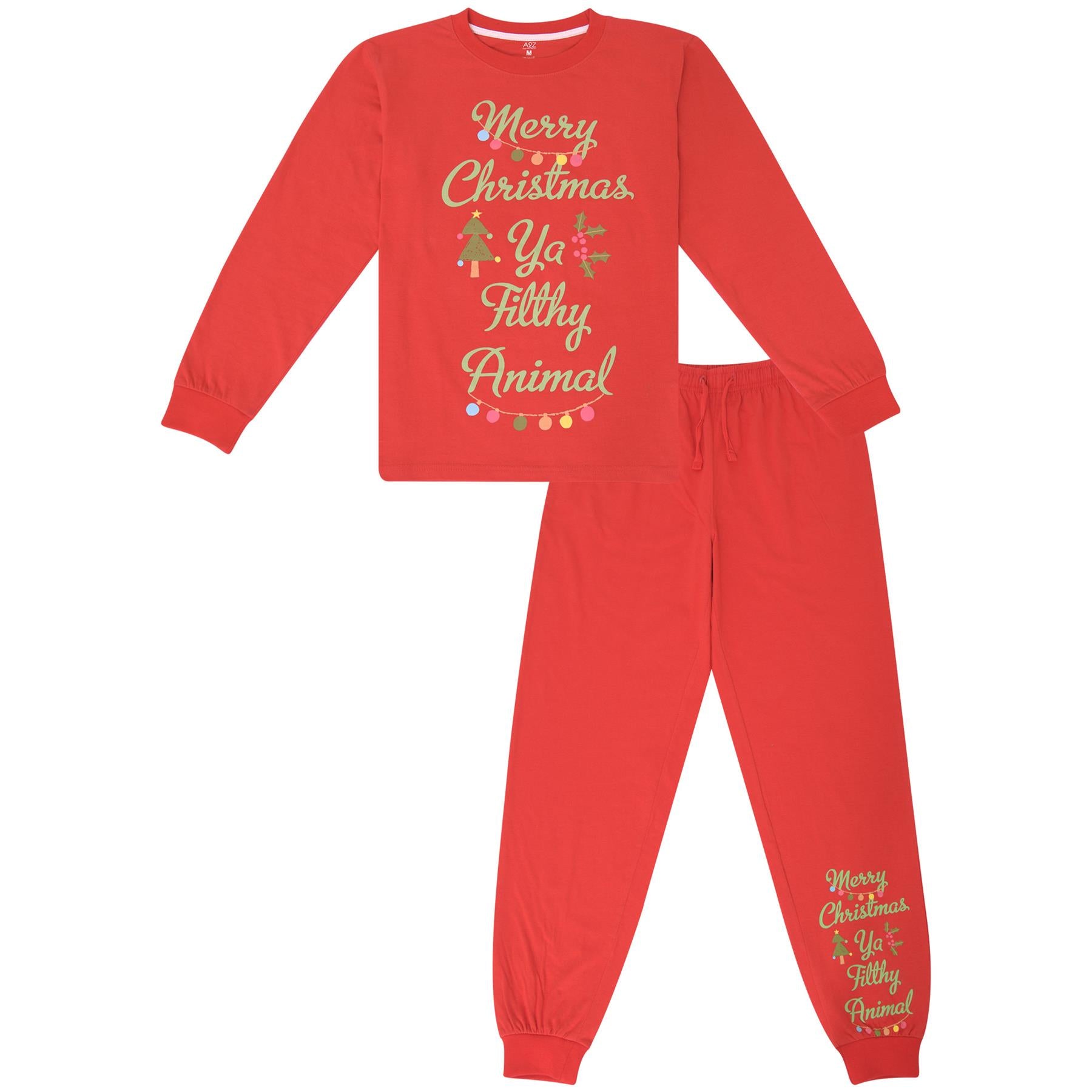 Ladies Christmas Pyjamas Red Ya Filthy Animal Printed PJs Xmas Set Lounge Suit