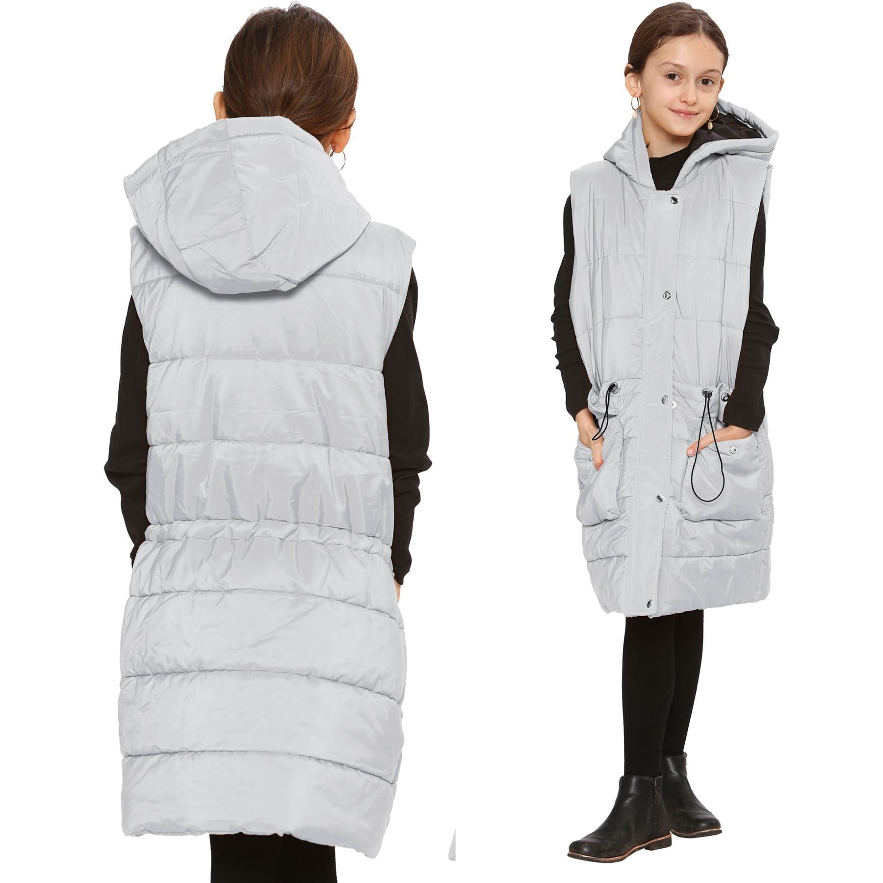 Kids Girls Oversized Gilet Long Line Style Jacket