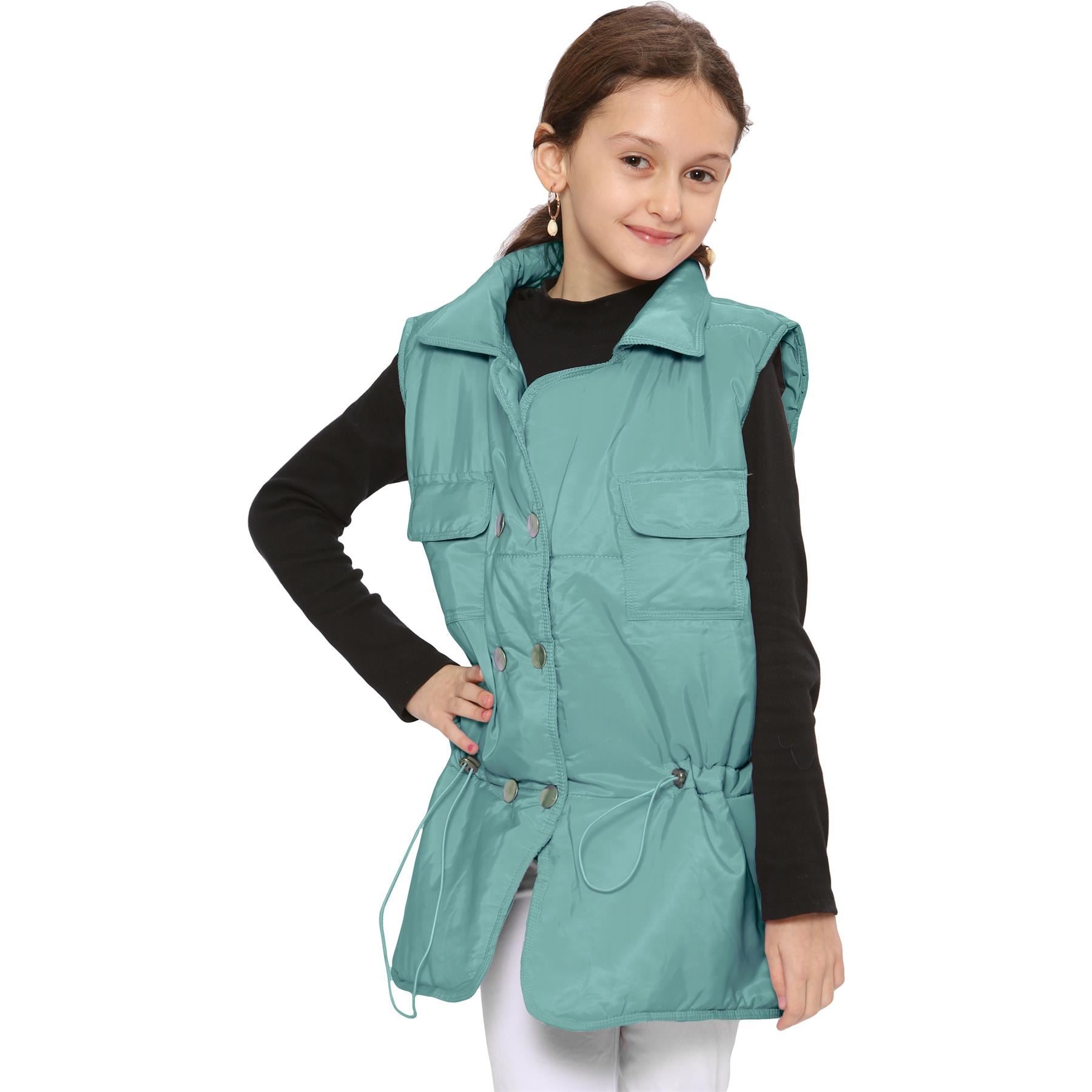 Kids Girls Mint Oversized Style Sleeveless Jacket