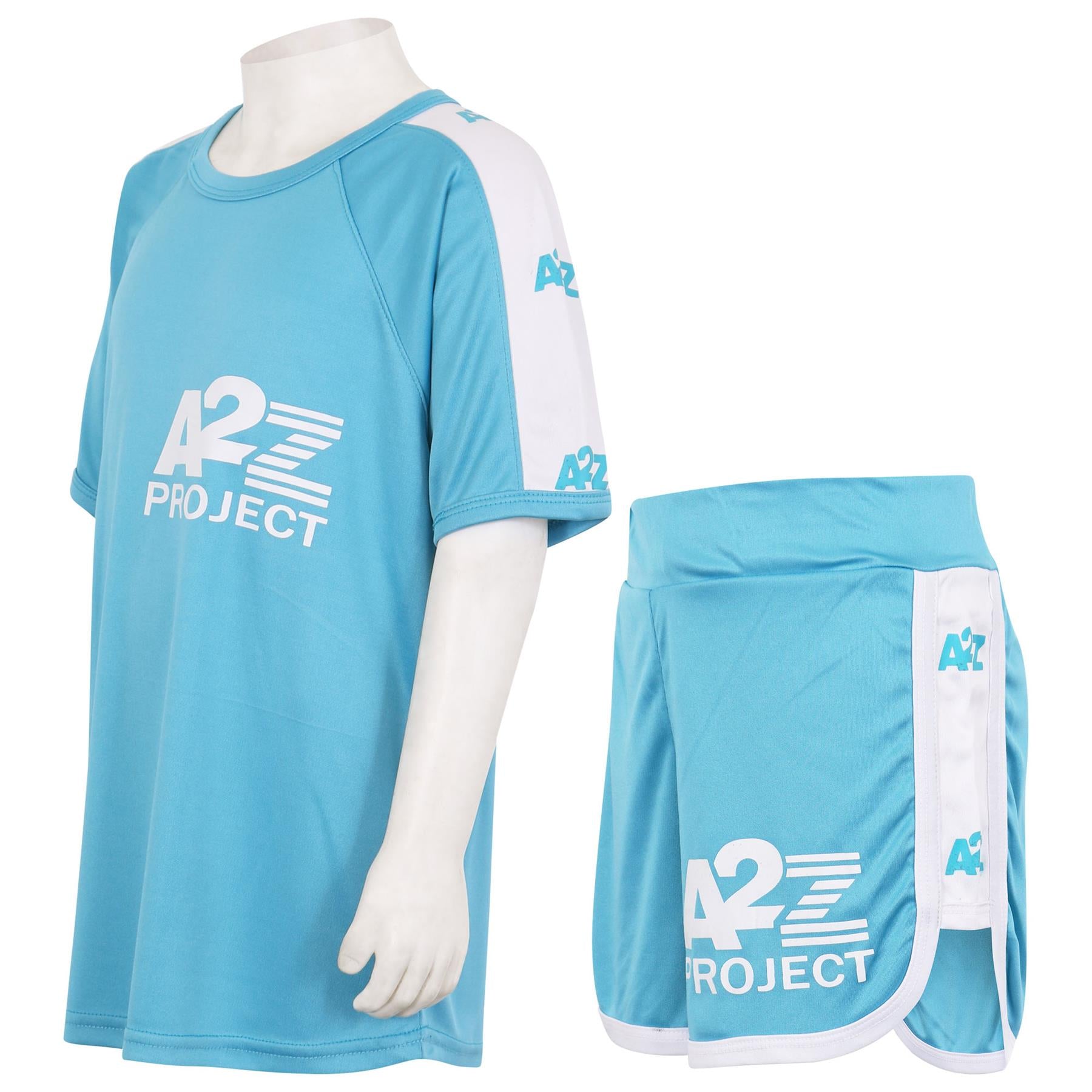 Girls Boys T Shirt Sports Blue Summer Outfit Shorts Set