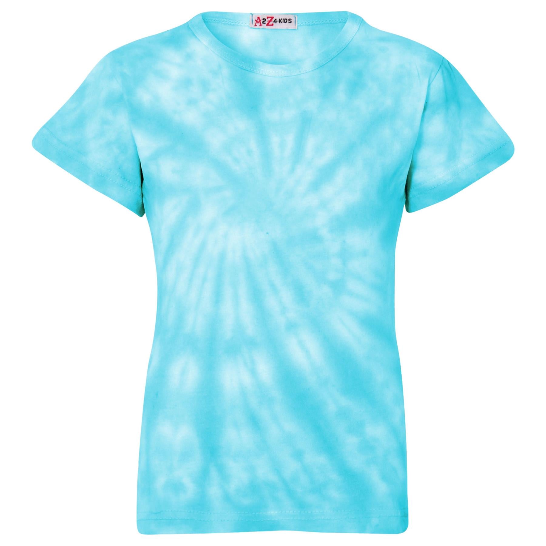 Girls T Shirts Blue Tie Dye Print Trendy Fashion