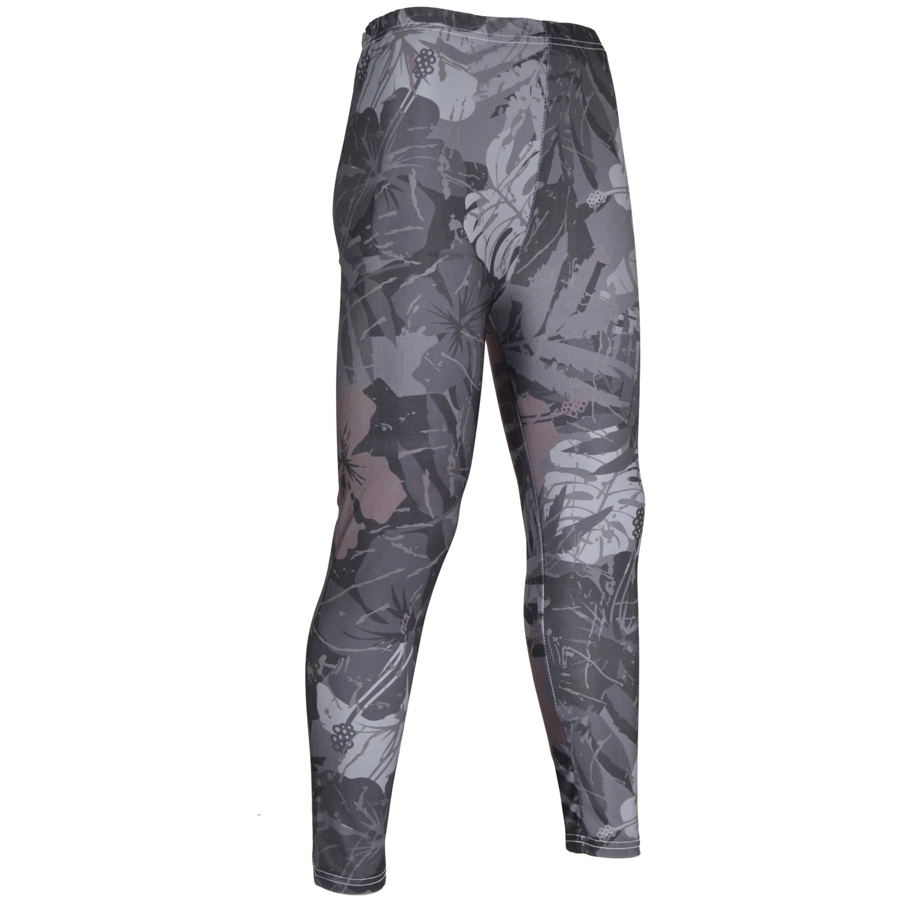 Kids Girls Camo Leaf Print Charcoal Leggings