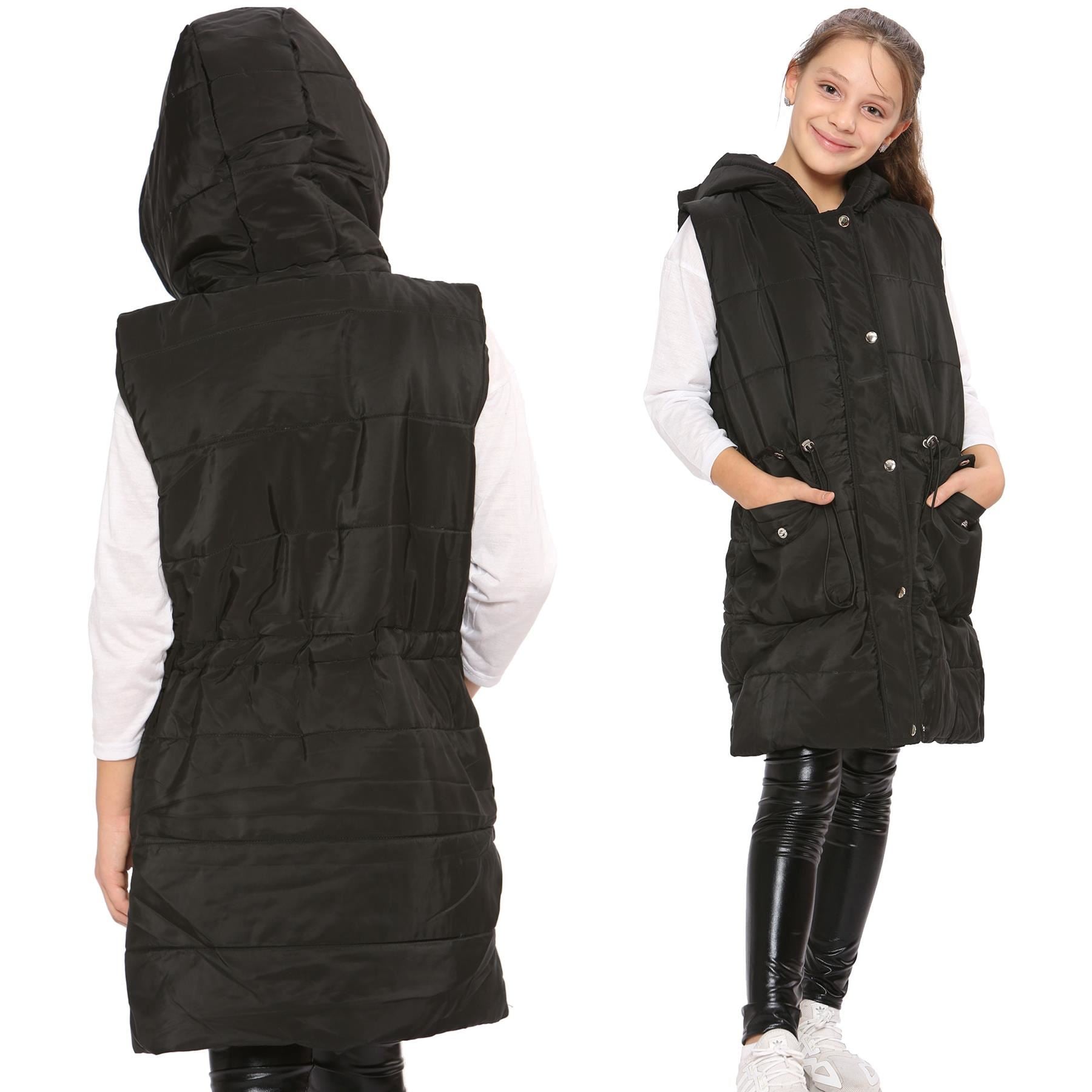 Kids Girls Oversized Gilet Long Line Style Jacket