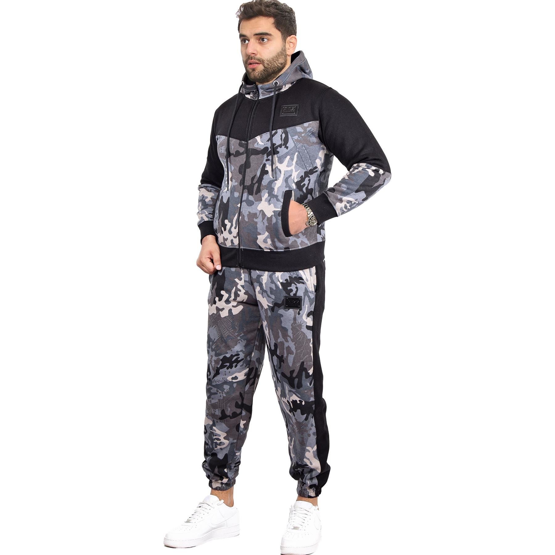 Mens Tracksuit Camouflage Hoodie Sweatpants Gents