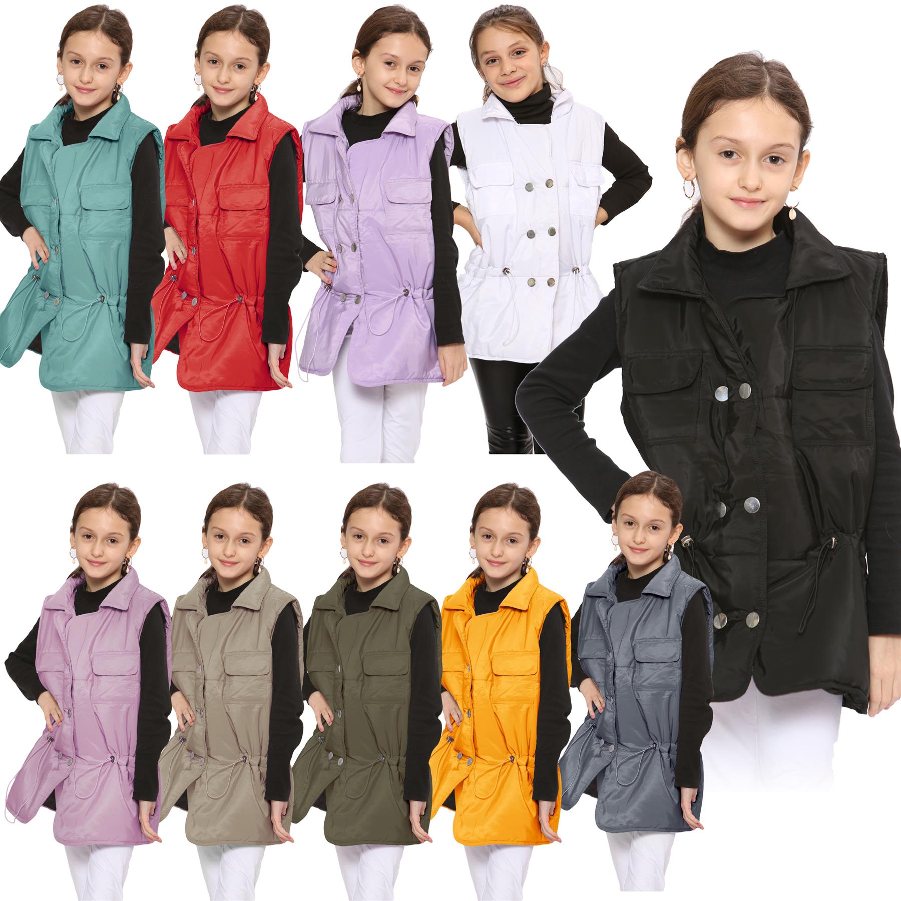 Kids Girls Oversized Style Sleeveless Jacket