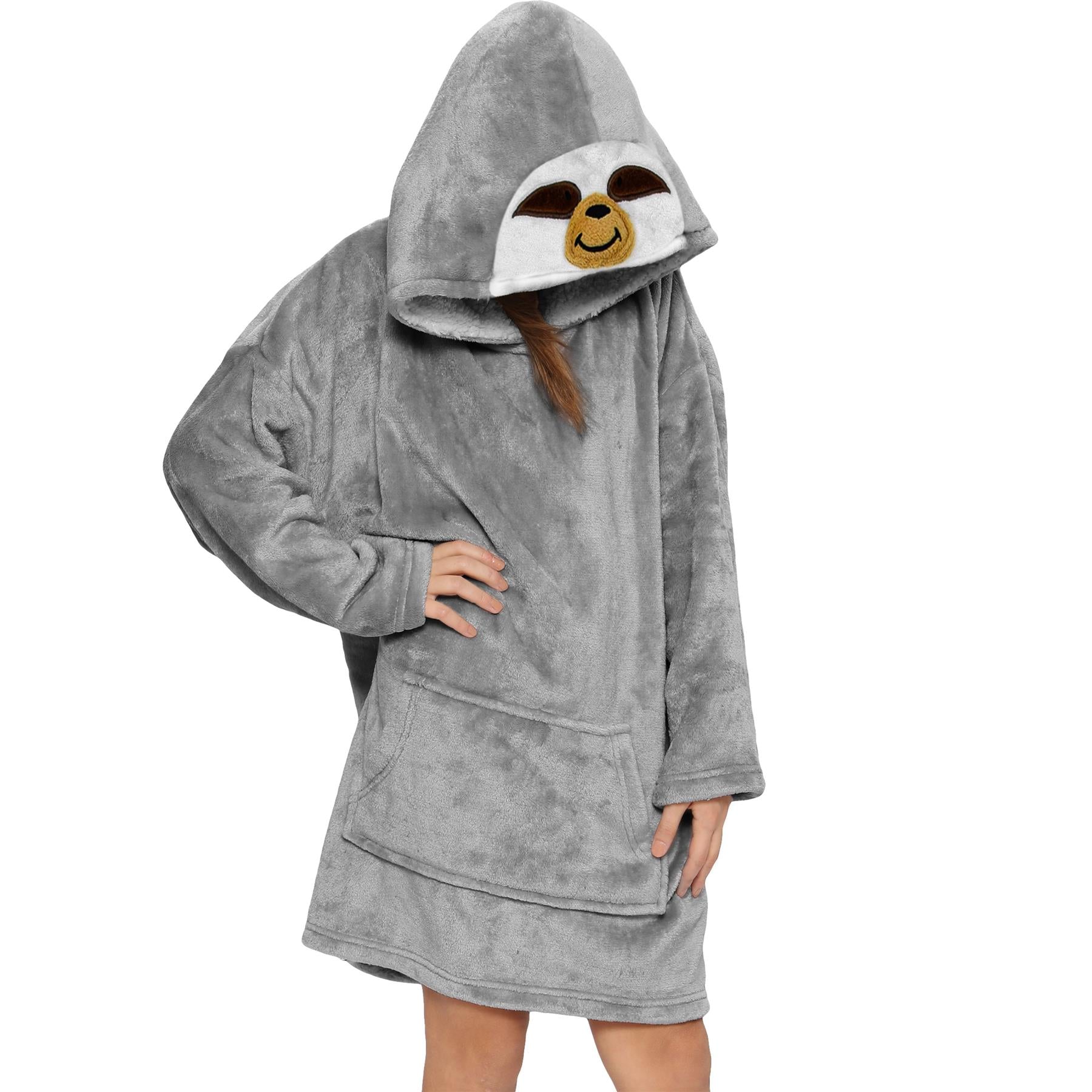 Unisex Men Ladies Oversized Hoodie Animal Snuggle Blanket Super Soft Warm Fleece