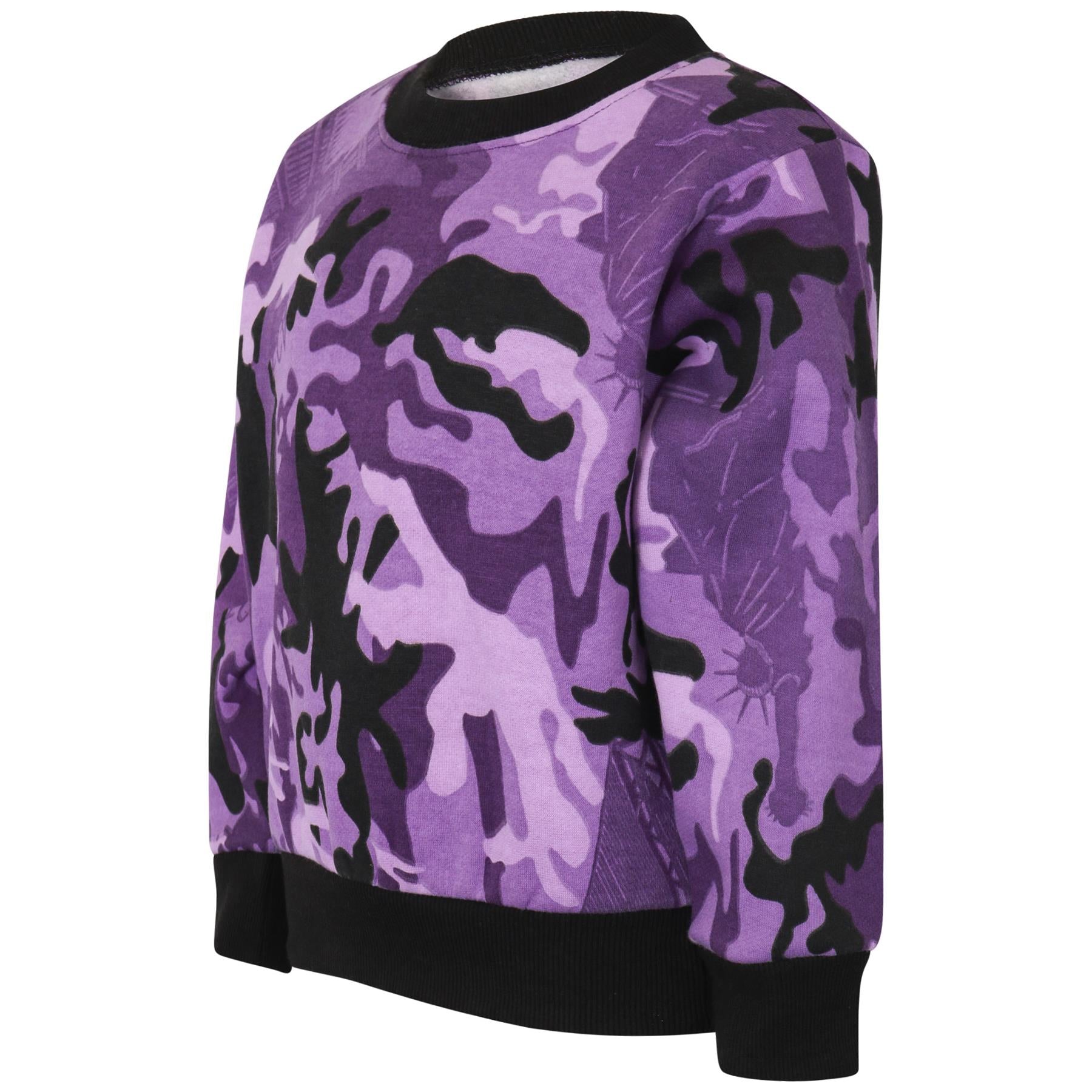 Kids Girls Camouflage Purple Jumper Scout School Uniform Jumper Cardi Sweatshirt