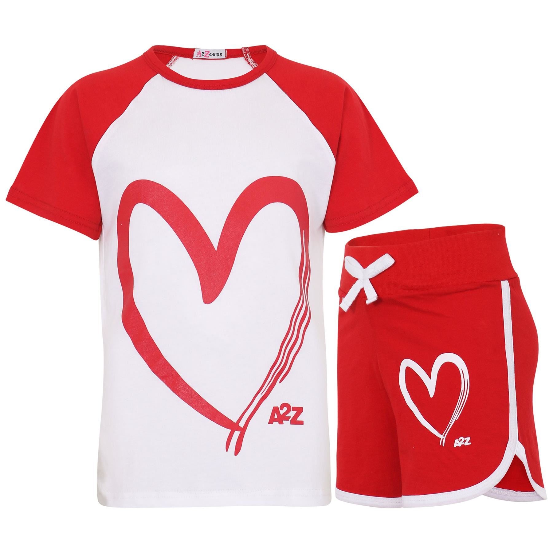 Girls T Shirt Sports Red Summer Outfit Shorts Set