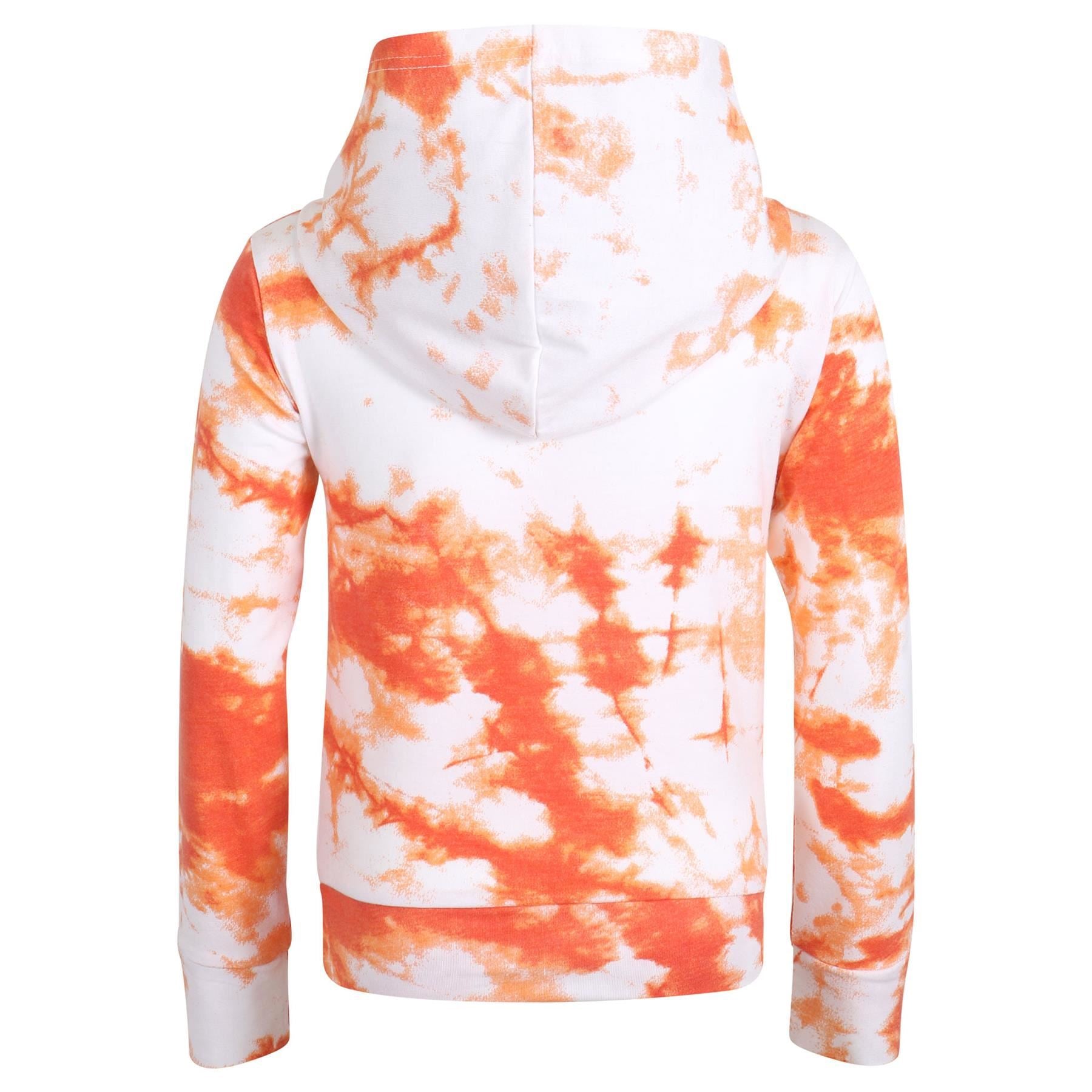 Girls Tie Dye Orange Print Hooded Top & Bottom Outfit Set