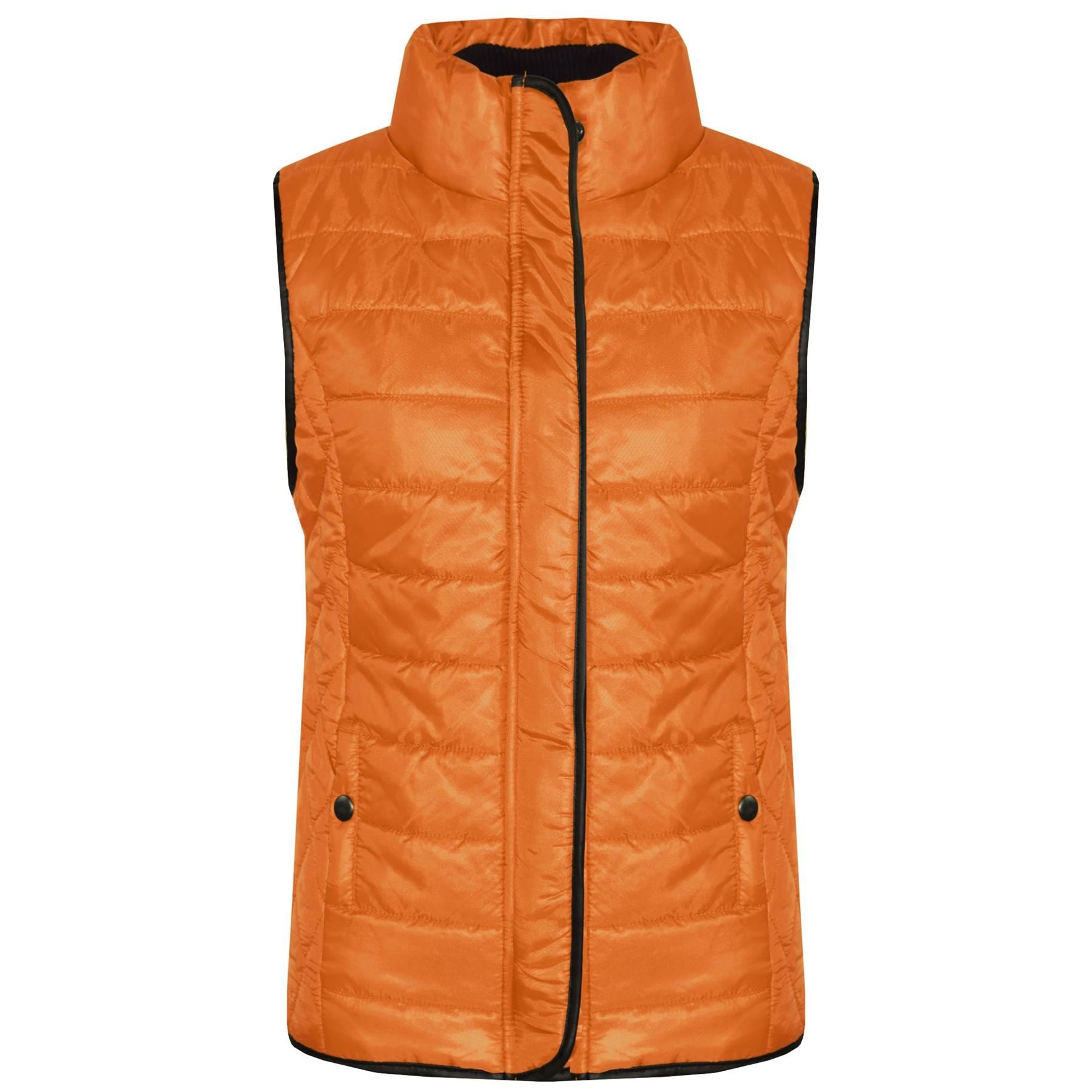 Kids Boys Girls Puffer Quilted Orange Sleeveless Wet Look Jacket - Kids Clothing Store