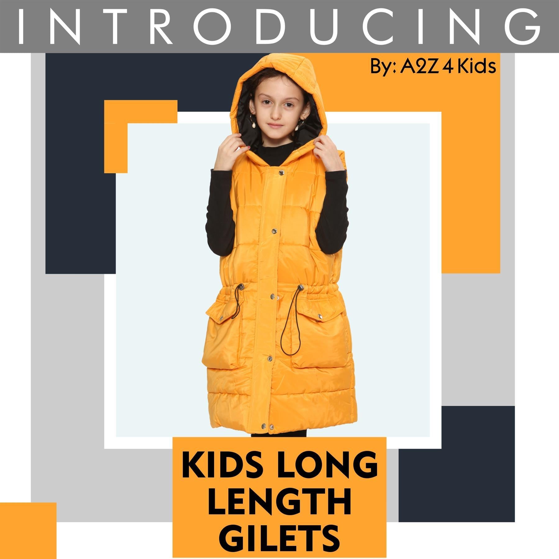 Kids Girls Oversized Gilet Long Line Style Jacket