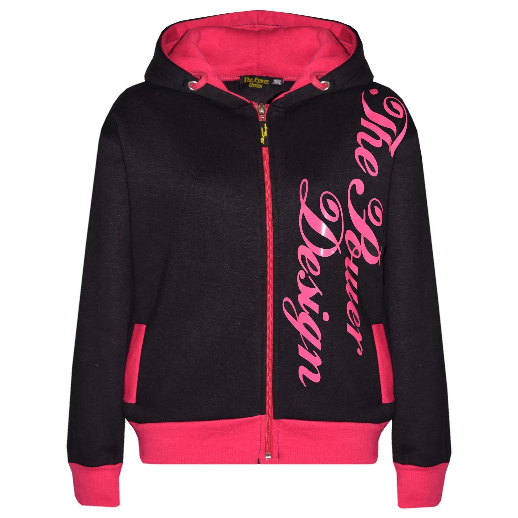 Kids Girls The Power Design Jogger Black & Pink Tracksuit