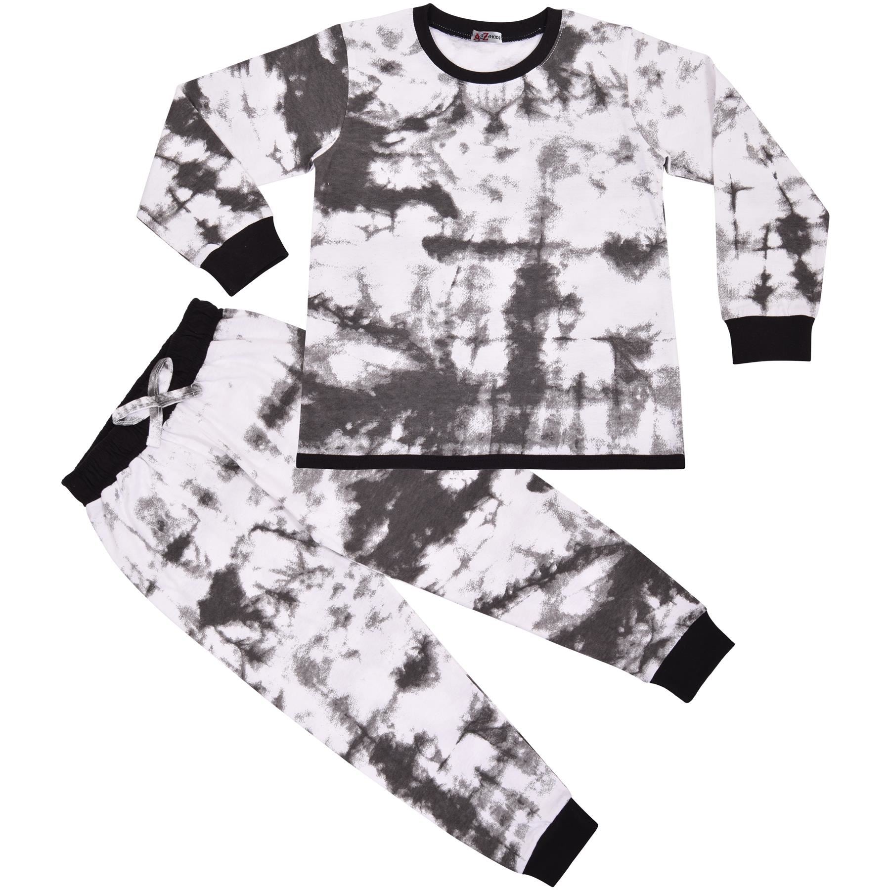 Kids Girls Tie Dye Black Print Pyjamas Set - Kids Clothing Store