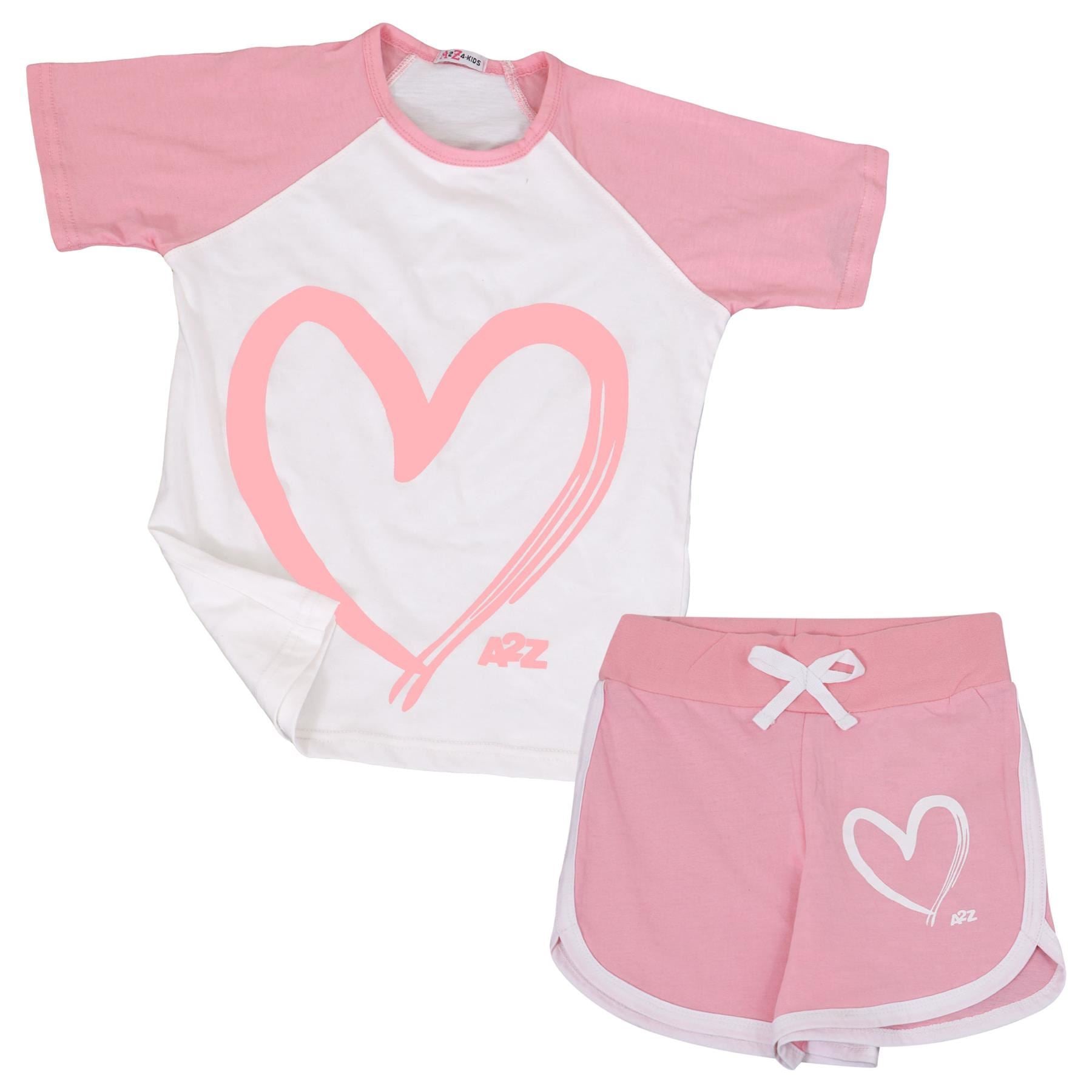 Girls T Shirt Sports Baby Pink Summer Outfit Shorts Set