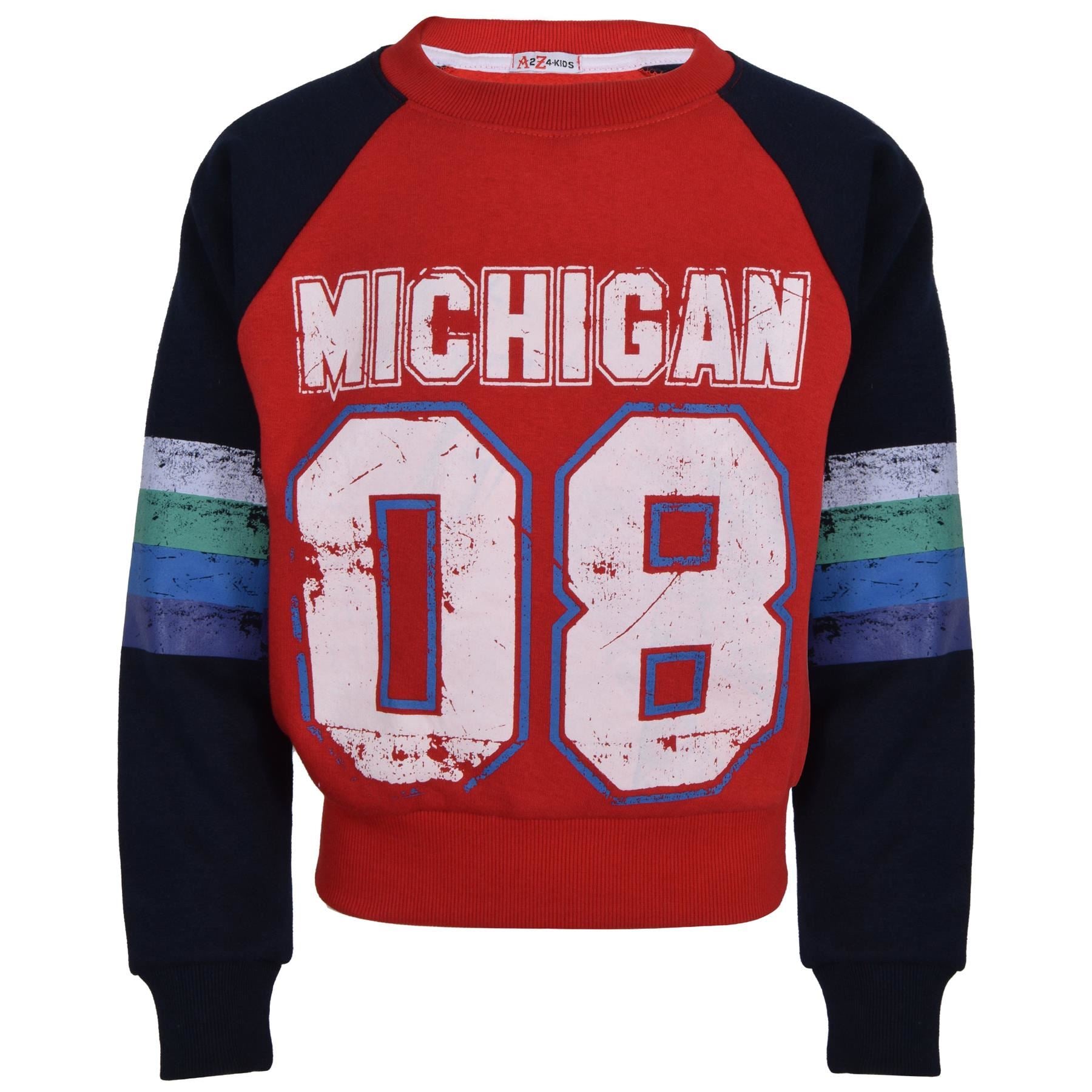 Boys Girls Michigan Print Red Sweatshirt