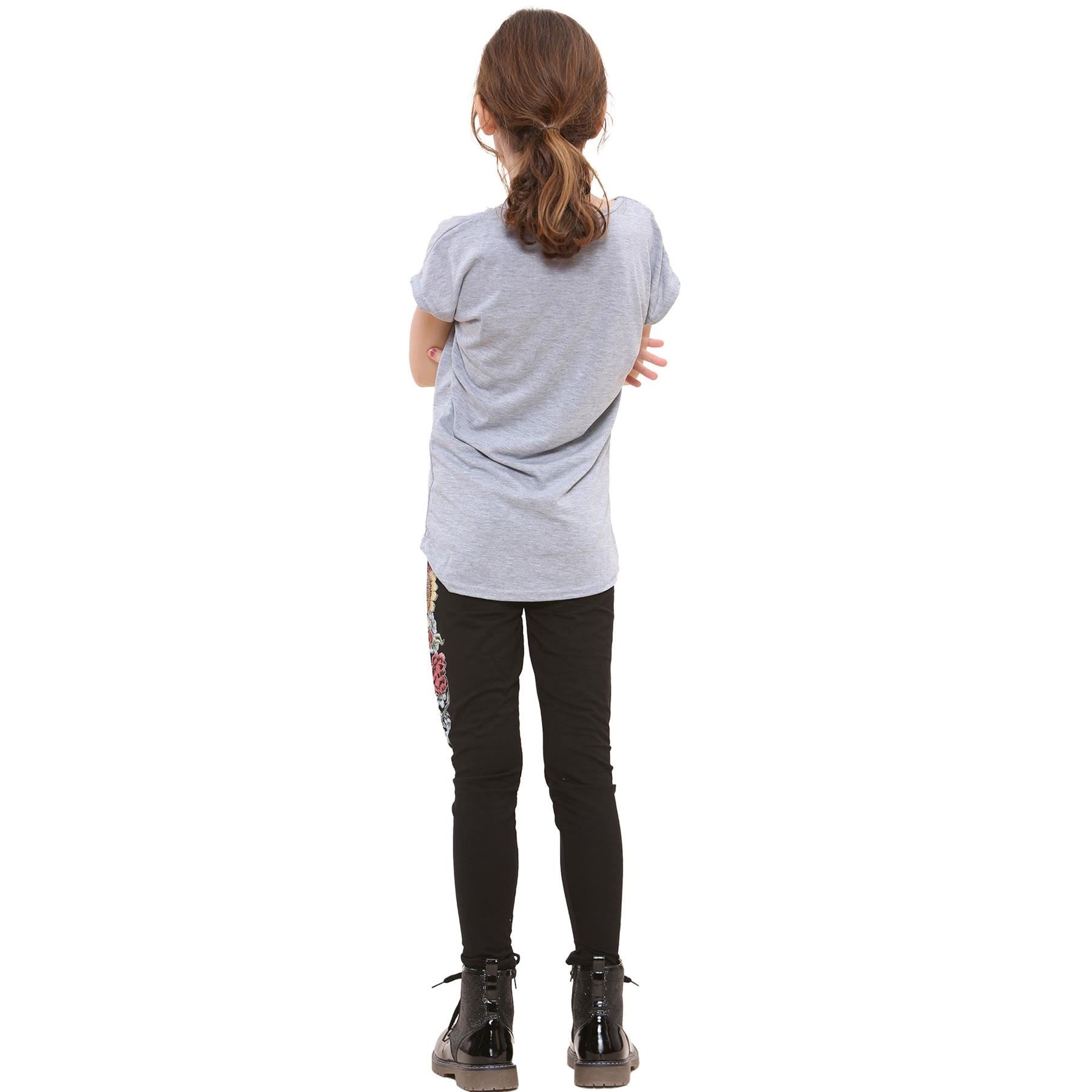 Kids Girls Made You Look Print Grey T Shirt Top & Legging Set