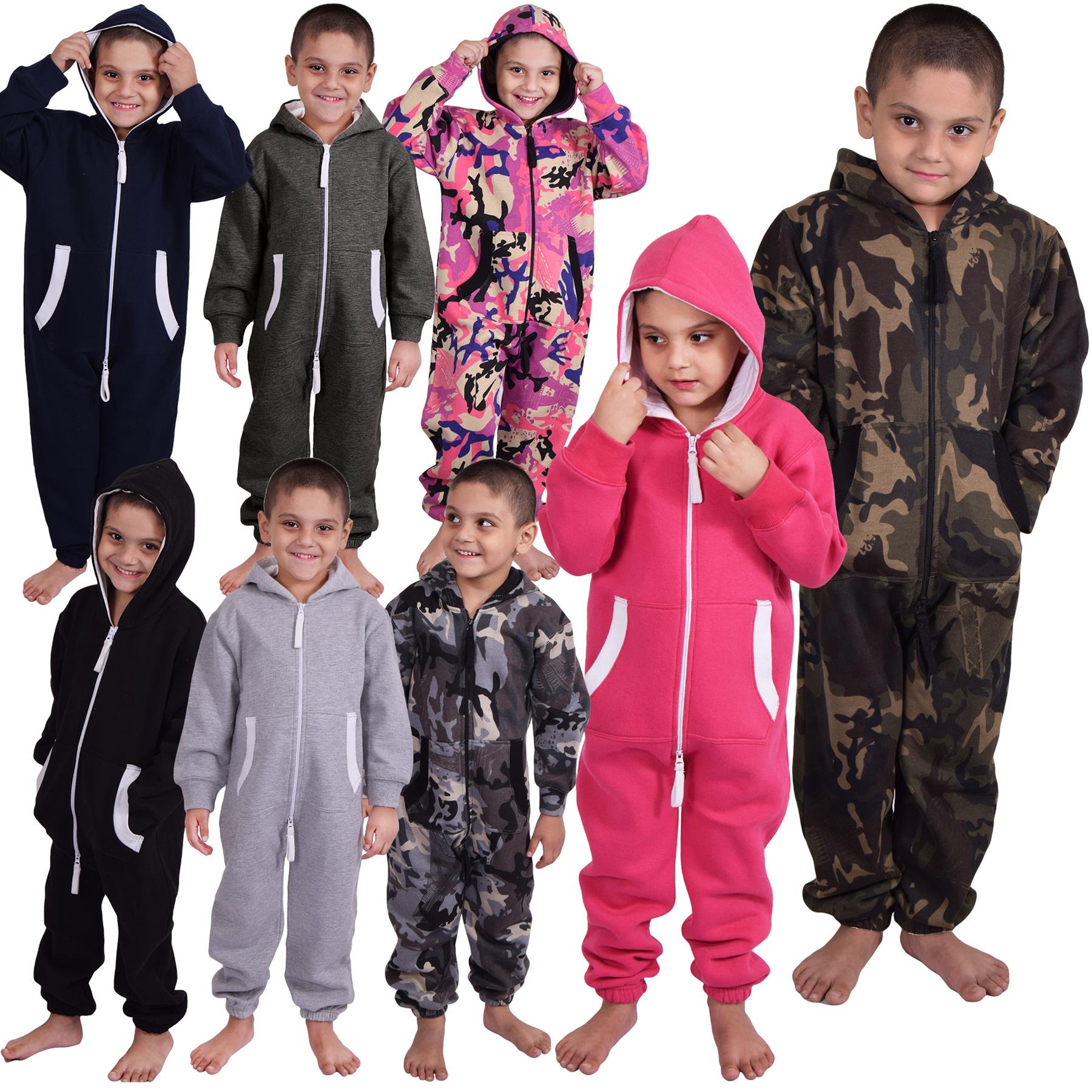 Girls Boys Fleece Pyjamas Sleepsuit Onesie - Kids Clothing Store